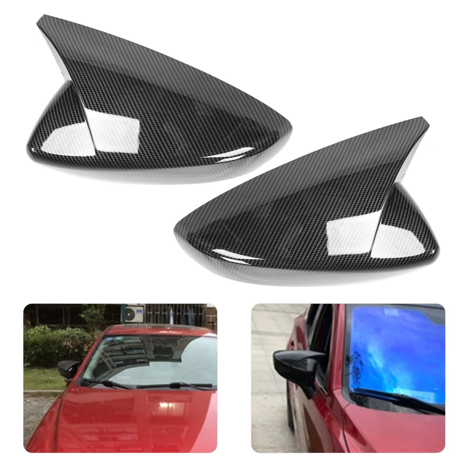 Pair Horn Style Osłona lusterka bocznego Osłona obudowy pasuje do 3 Axela 2020 (Carbon Fiber)