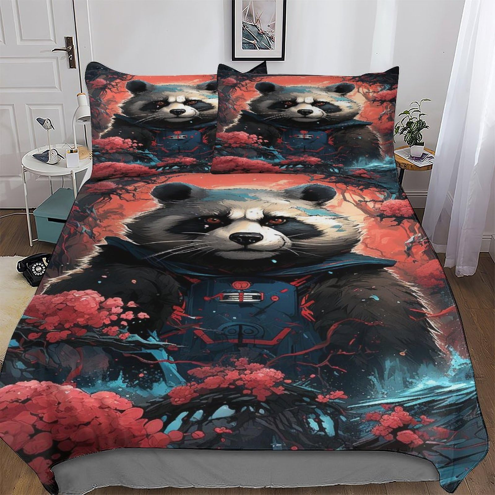 Housse de couette panda parure de lit microfibre king size premium 3pcs