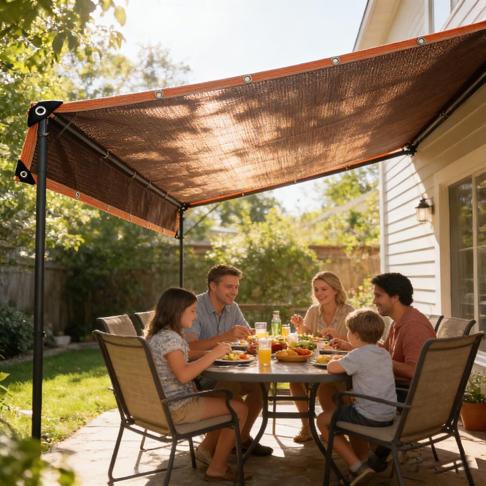 Voile d'ombrage Rectangulaire 7.6 x 30 m Bords Droits Toile d'ombrage avec 90% Protection UV Convient pour Les Terrasses,Jardins,Moka