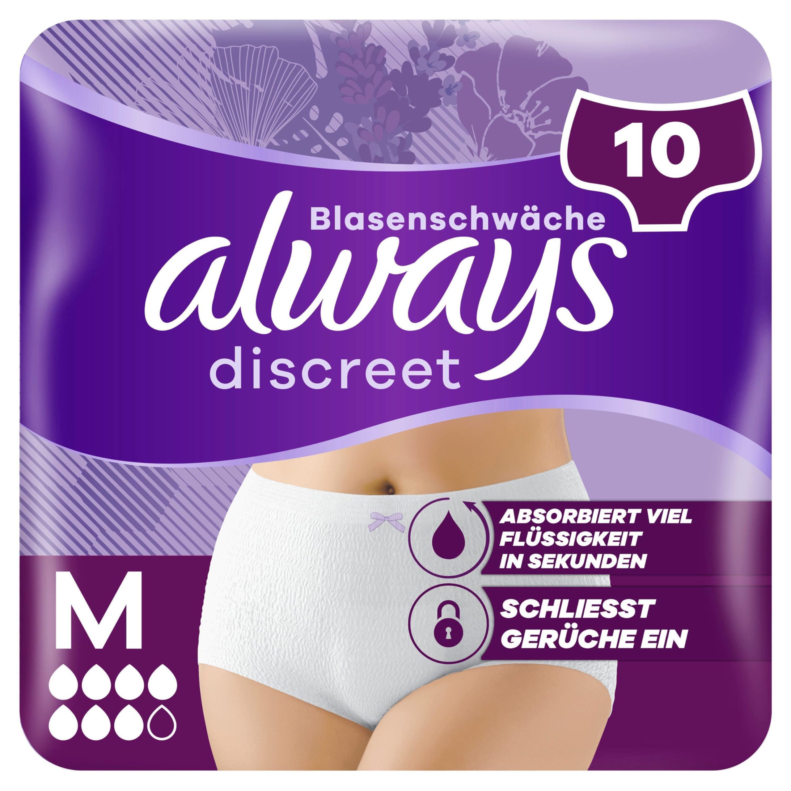 Always Discreet Inkontinenz-Höschen Plus – Damen, Größe M, 10 Stück