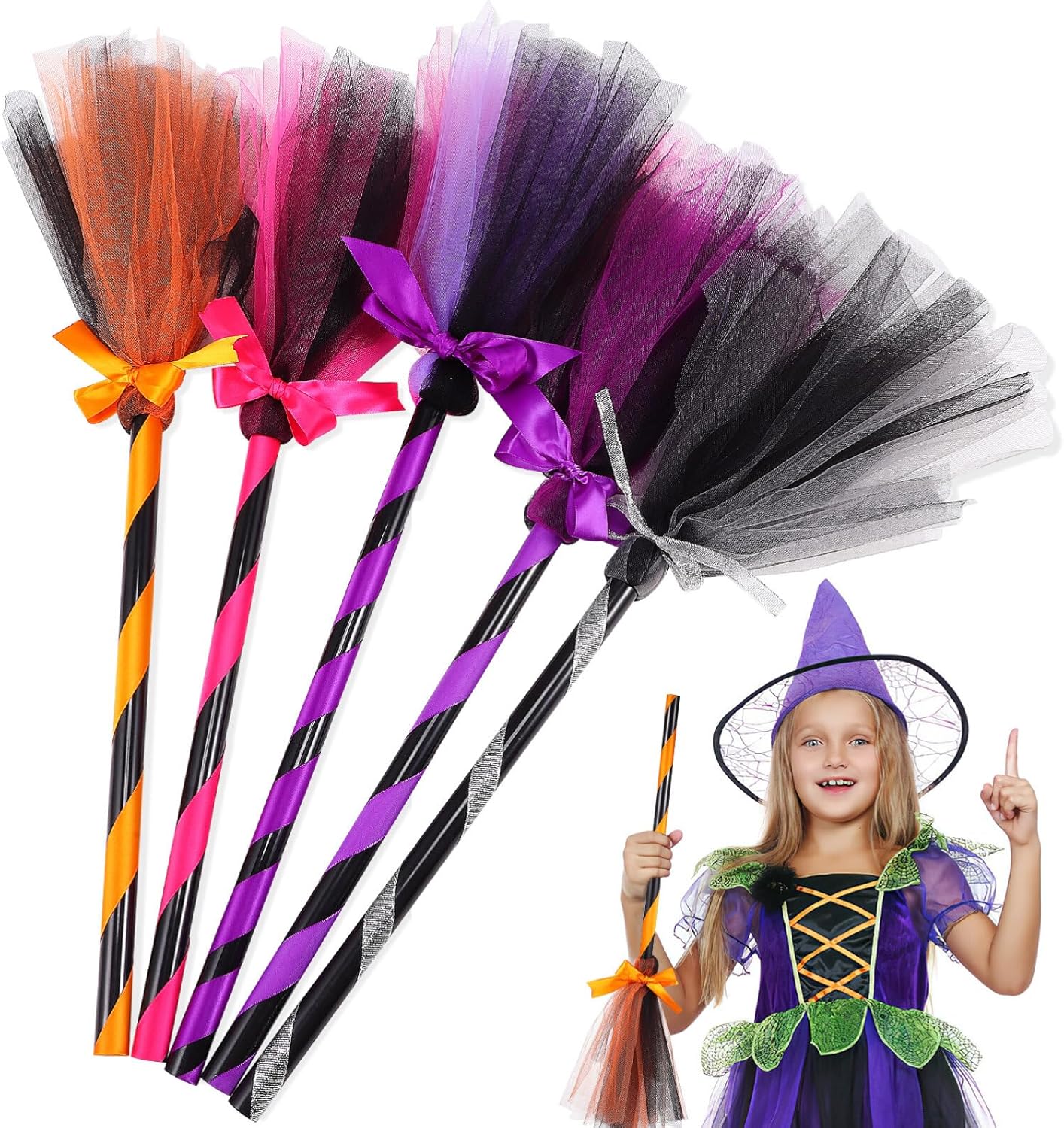 Toyvian 5pcs Witch Broom Witch Cosplay Broom Witch Flying