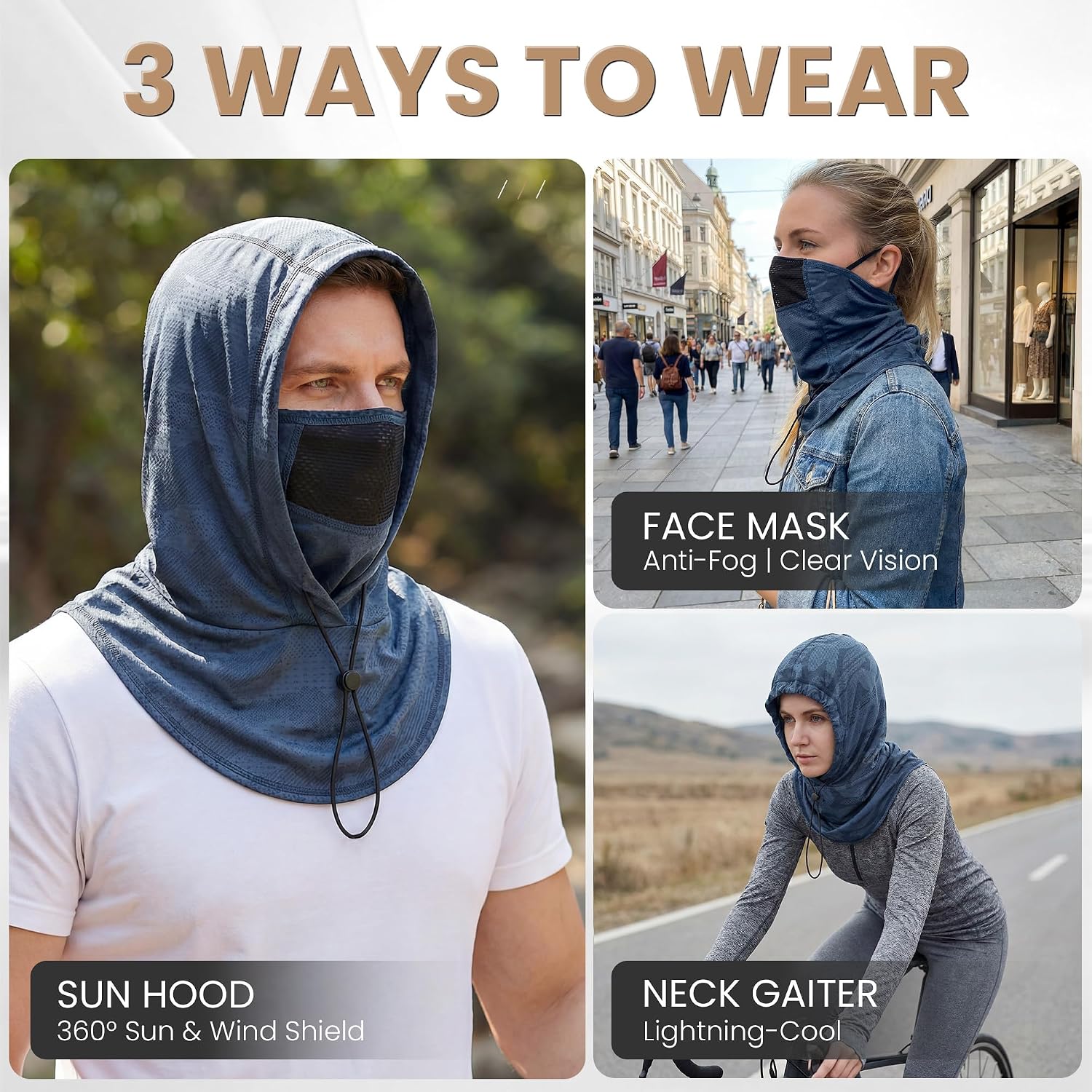 YANIKY Summer Cooling Balaclava with Breathable Holes, Sun UV Protection Face Mask for Running, Cycling, Fishing, Men & Women