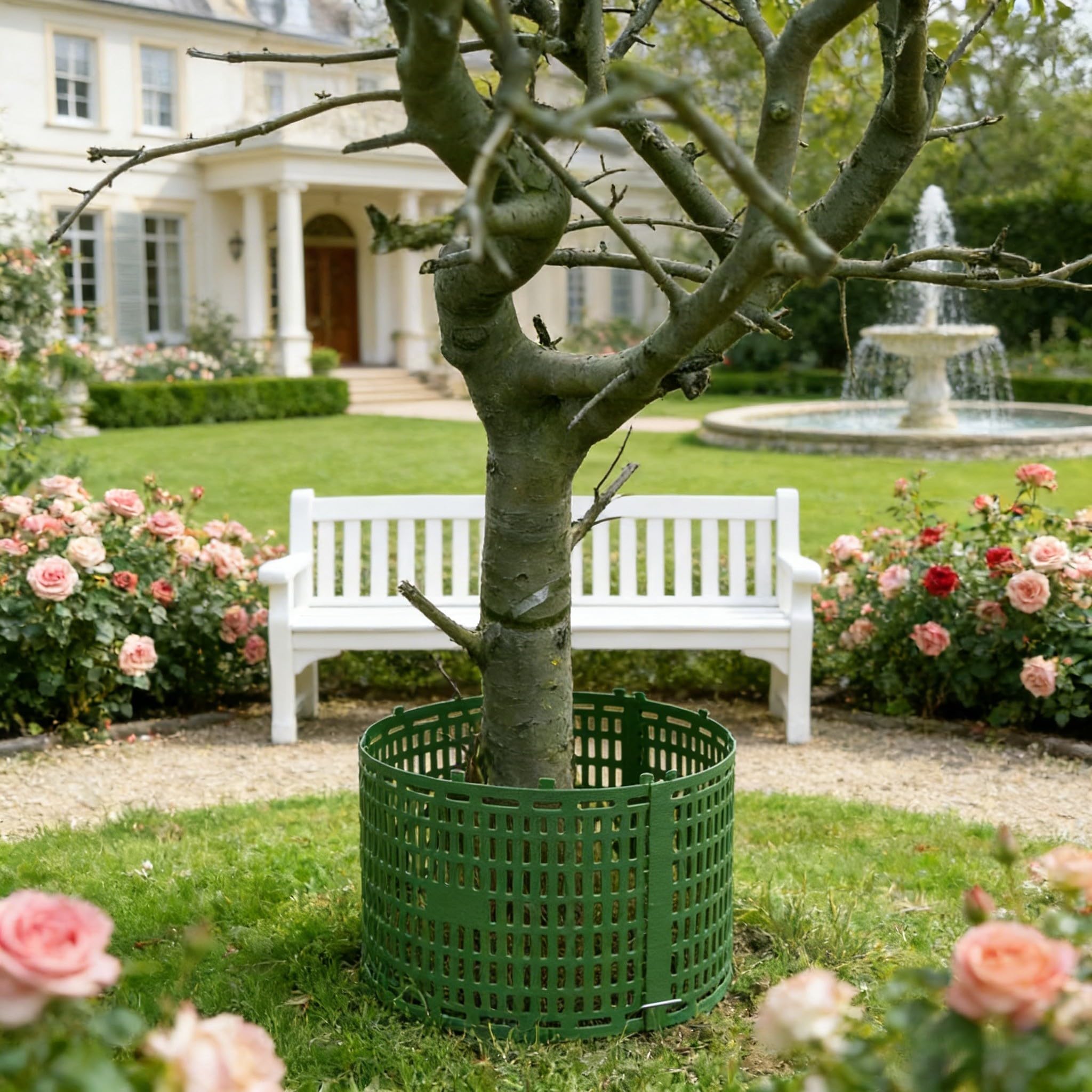 10 protezioni per tronco d'albero con chiodi a forma di U e kit di filo per fissaggio a terra su alberi, fiori, verdure e pali (verde)