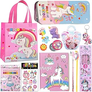 TOOYEP 15 Pcs Unicorn Gift Combo Set For Girls Kids Unicorn Theme Gift Bag Stationery Set Age 6-8 Years 10-12 Year I Diar...