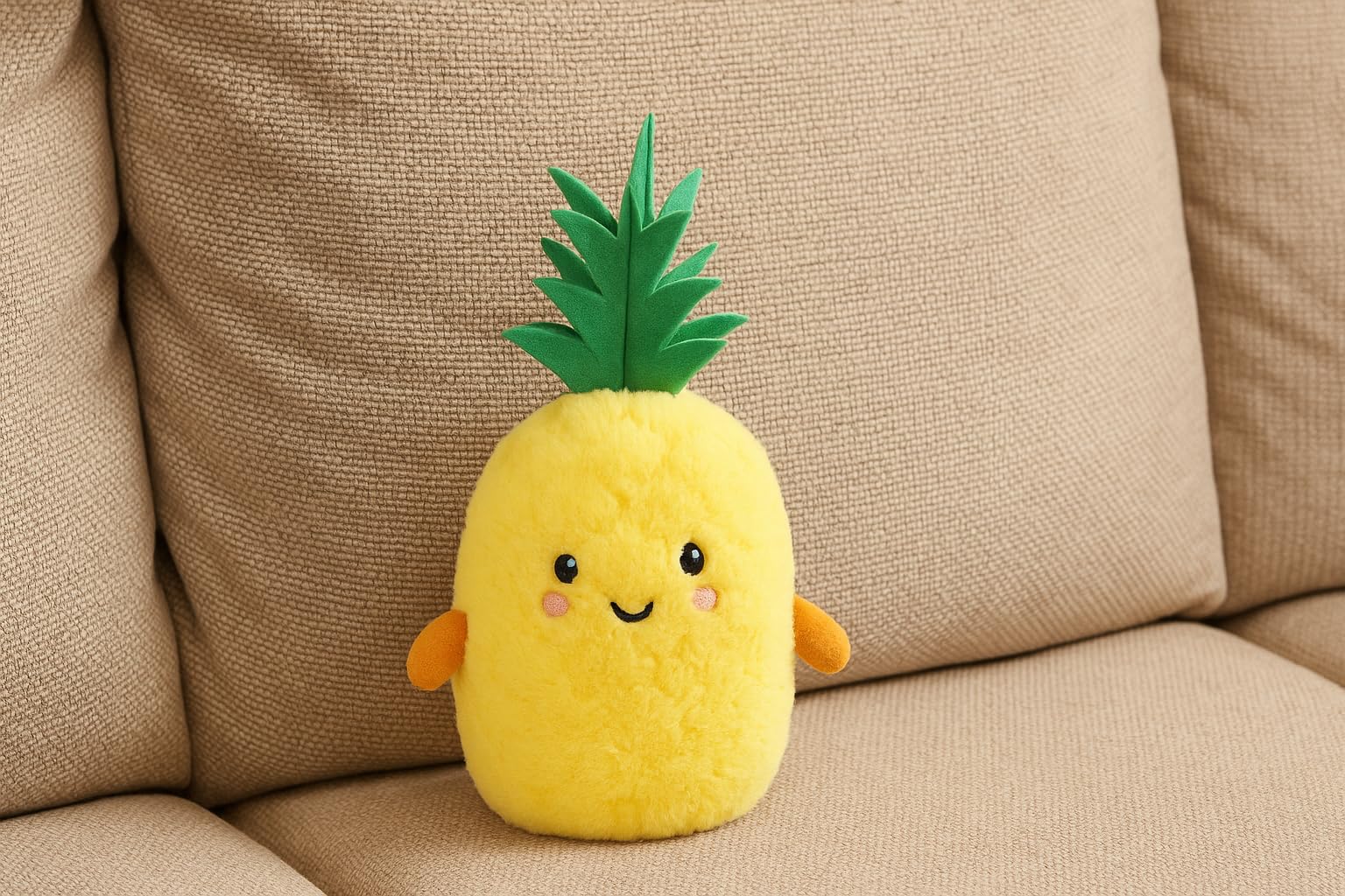PMS Plush Softlings Pineapple Toy, 18cm Cute Soft Fruit Plush with Smiling Face & Arms - Image 3