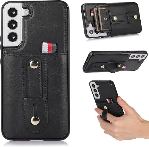 ZCDAYE Funda tipo cartera para Samsung Galaxy S22 con soporte para tarjetas, soporte antideslizante para dedos, correa de piel ajustable,