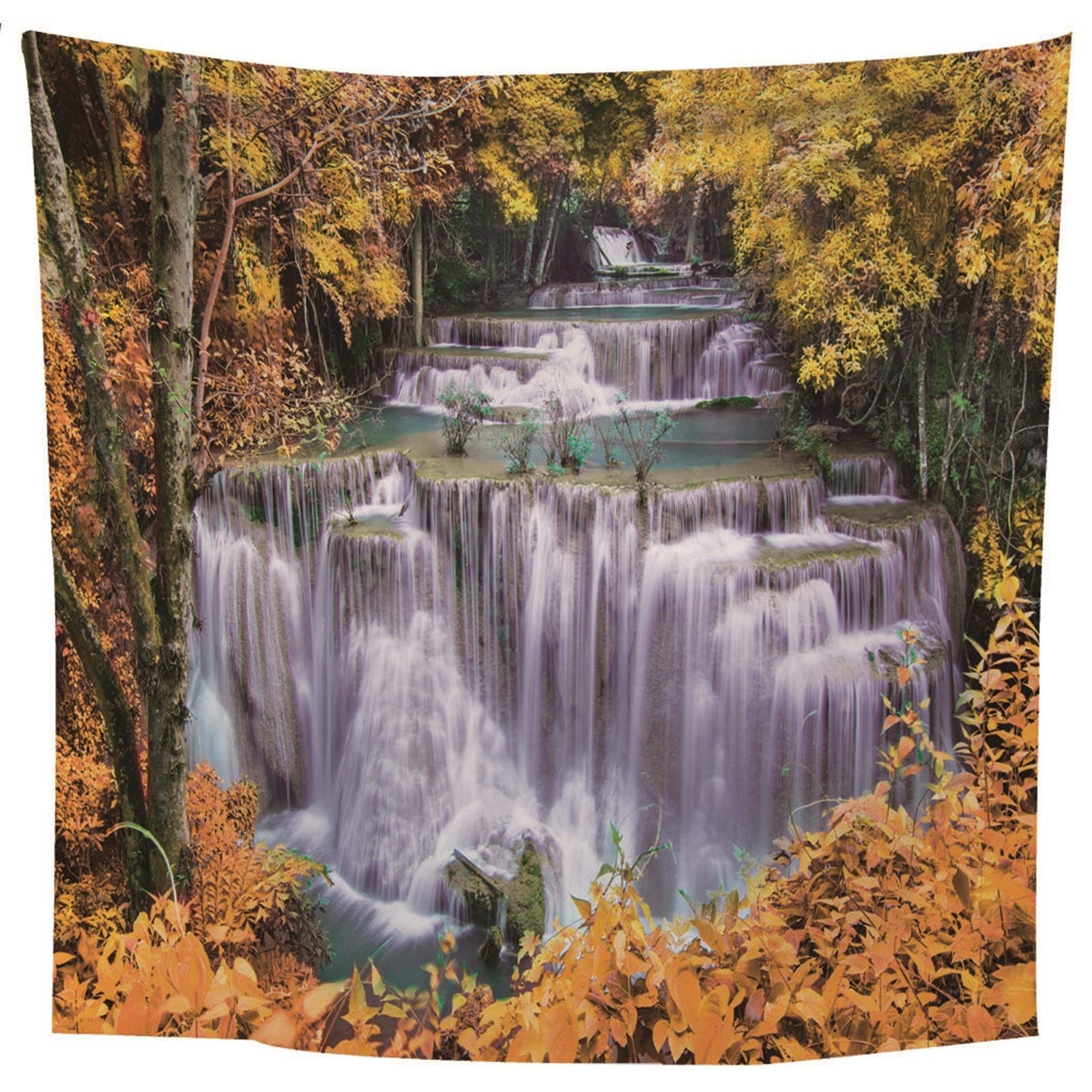 Aeici Tapiz Tela Muro Playa, Tela De Pared Decorativa Bosques Y Cascadas Tapiz para Colgar Pared(260X240Cm)