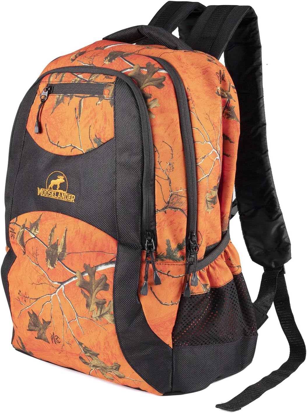 Camo Backpack in Licensed Realtree Prints, Lightweight and Durable Backpack, Hiking and Hunting with YKK Zipper (Xtra Orange/Black)