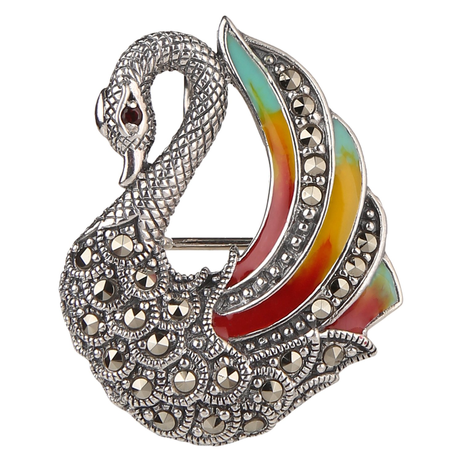 Ananth Jewels 925 Silver Made with Swiss Marcasite Swan Shaped Brooch cum Pendant for Women (B074YPSFL5) Amazon Price History, Amazon Price Tracker