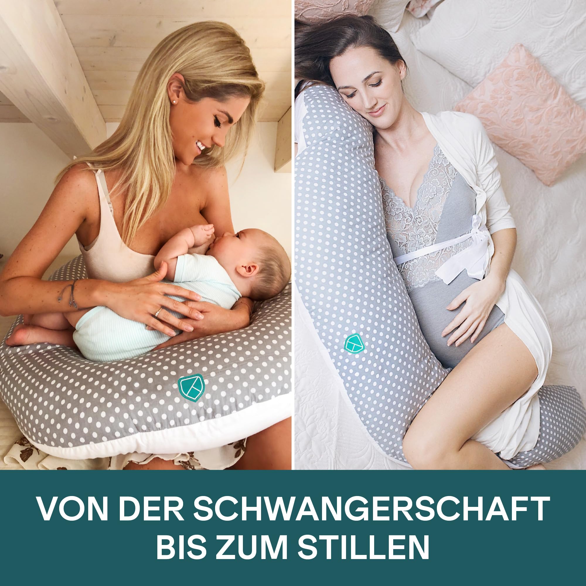 KOALA BABYCARE Stillkissen XXL Schwangerschaftskissen Seitenschläferfkissen mit Bezug aus 100% Baumwolle - Zertifiziertes Medizinprodukt - Lagerungskissen Erwachsene - (Grau - Weiße)