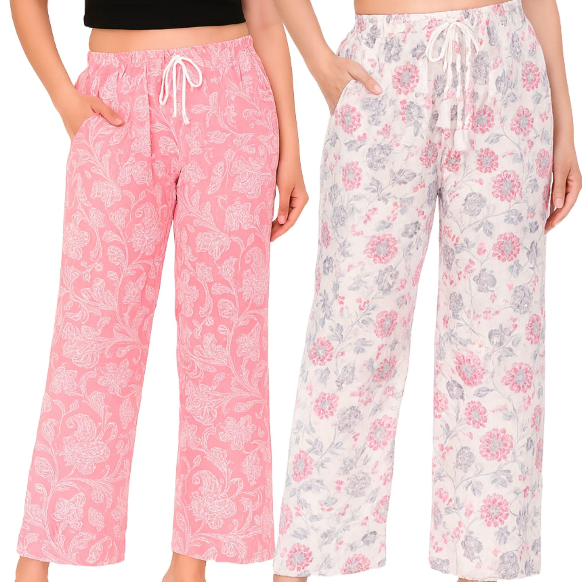 nishwomen Women's Printed Trouser Pants – Stylish Wide-Leg Lounge Trousers with Drawstring Waist-picture-53