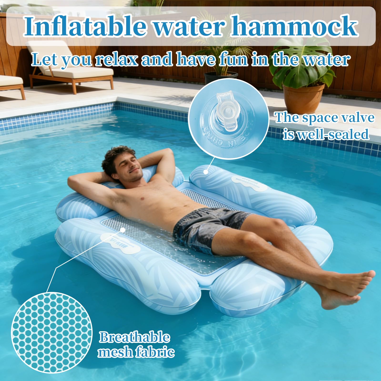 hängematte quadratisch QIANAI Aufblasbare Quadratische, Wasserhängematte mit Netz, Schwimmende Hängematte, Schwimmmatratze Erwachsene, Aufblasbares Schwimmbett, Luftmatratze PoolHängematte (Blau) Spielzeug material:14k White Gold Camping in Sankt Peter-Ording longshot replica