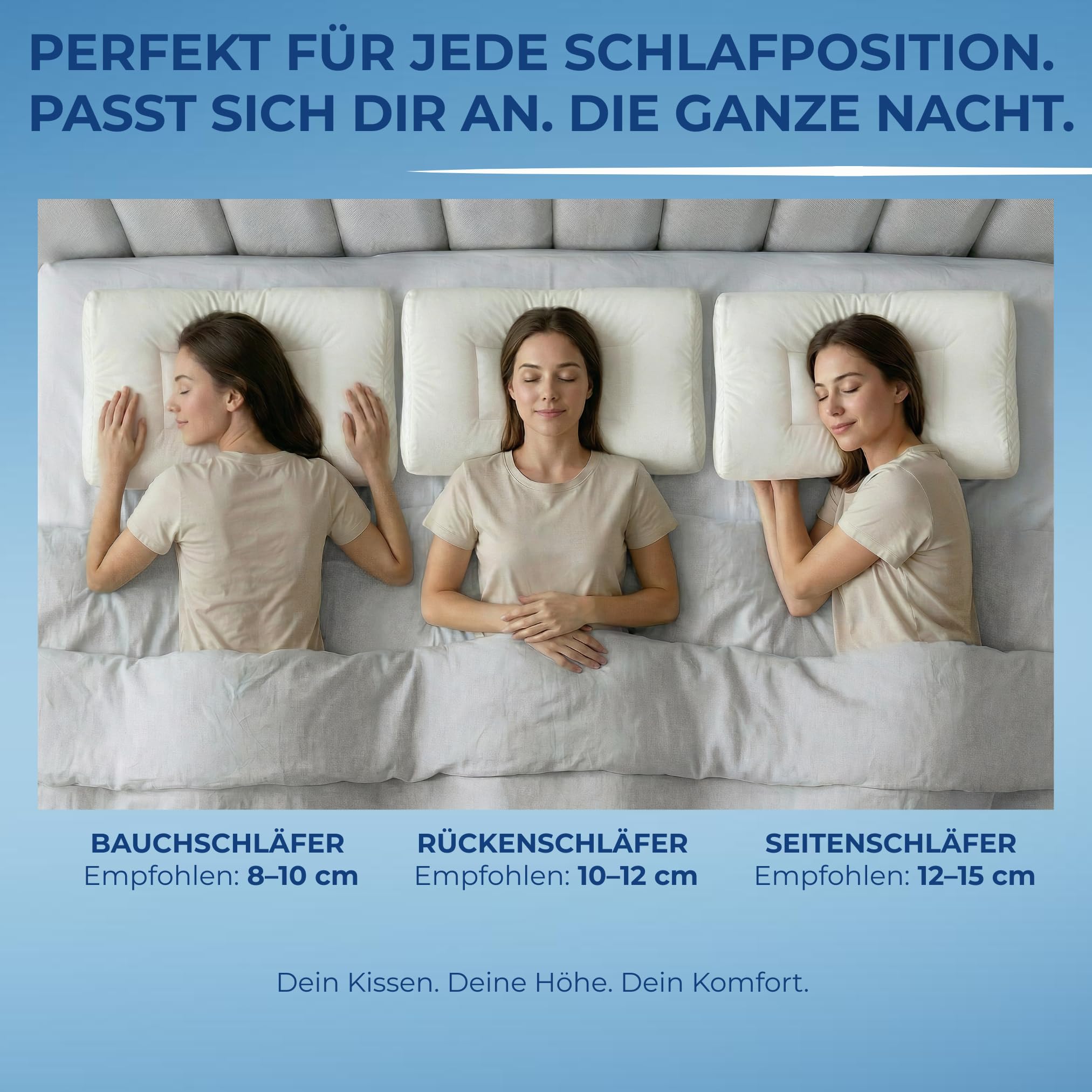 Sleem Almohada cervical híbrida – Almohada ergonómica con núcleo de espuma viscoelástica y comodidad de plumón · Se puede utilizar por ambos lados · Altura ajustable · Para dormir de lado y de espalda