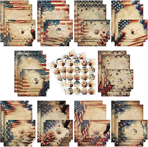 Miniatura 67 de TaoBary Juego de 160 piezas de papel de papelería, 50 papeles de papelería de doble cara con 50 sobres a juego y 60 calcomanías de puntos redondos,