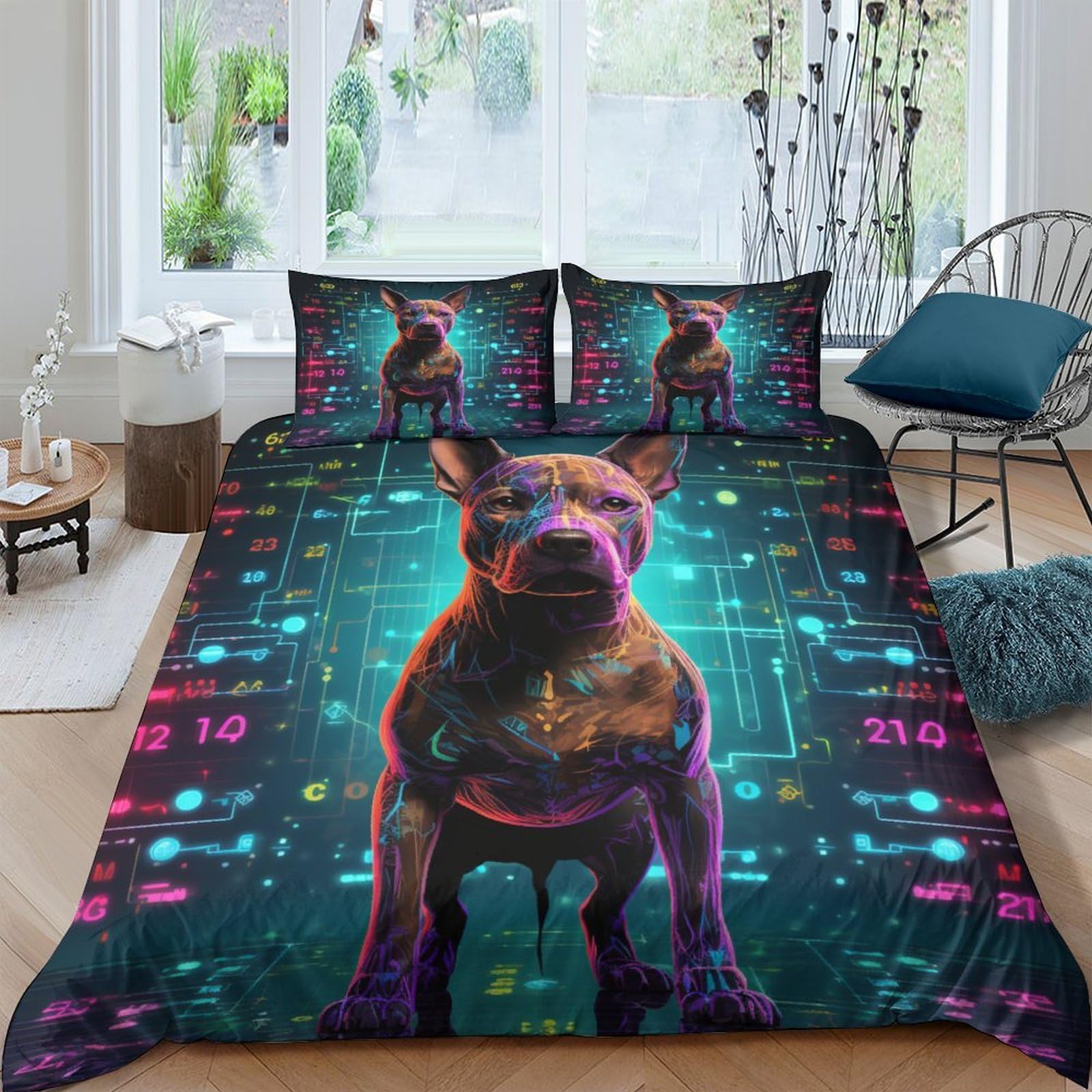 Housse de couette 3D animaux King 220x240 cm en microfibre
