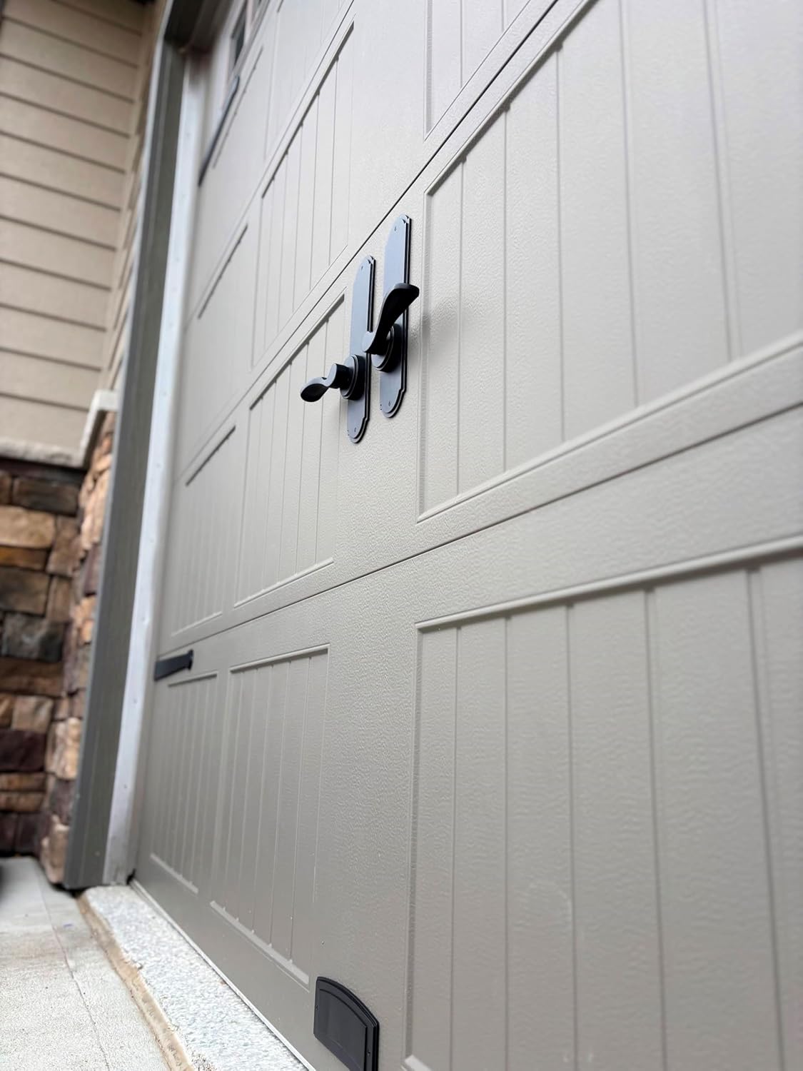 Updated and Stylish Garage Door Decorative Hardware and Handles Accents | Stand Out with Metal and Magnetic Hardware - Matte Black Color, Handle Set (3 Pieces)