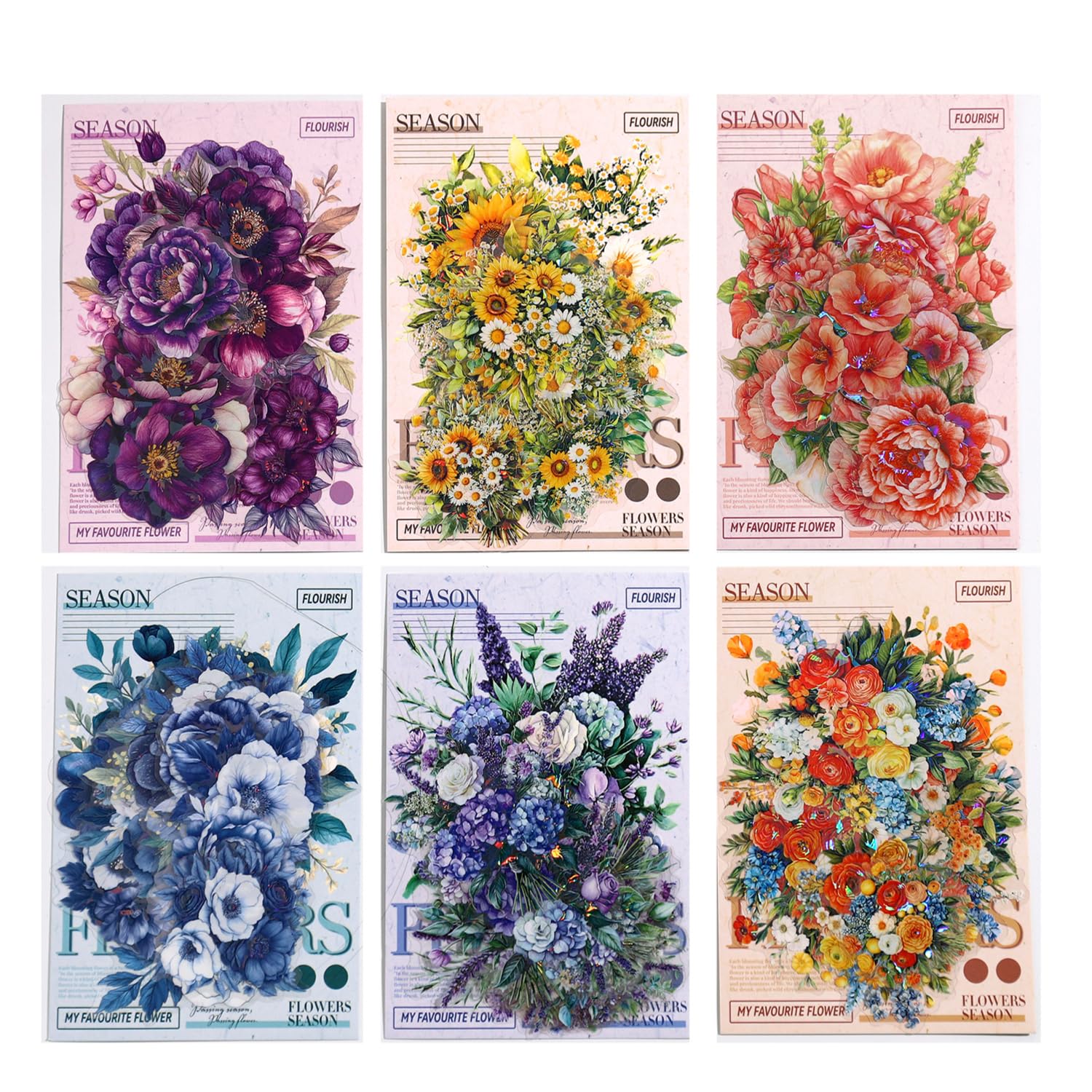Alideco 90pcs Scrapbook Stickers Vintage Flower Scrapbooking Junk Journal Crafts Embelishment Decoration Stickers (sijifanhua)