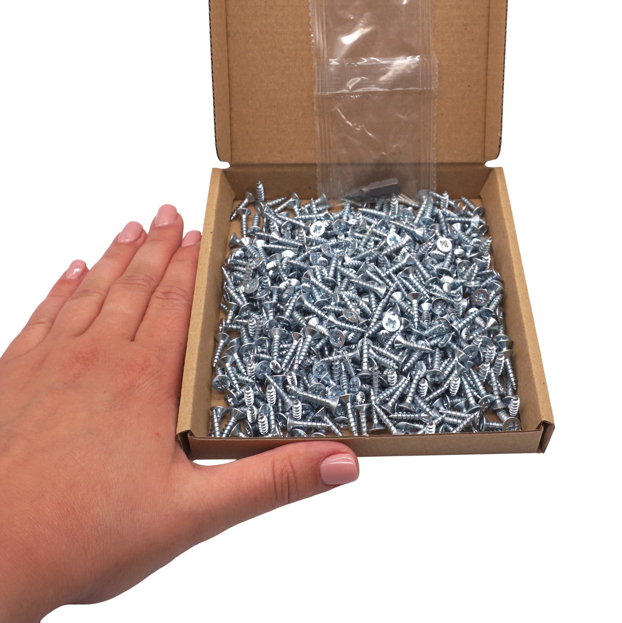 SKIR'CO (Pack of 500 pcs) Zinc Plated Steel 3.5 x 15 mm Silver Wood Screws, Pozidriv Countersunk Head, Chipboard Screws - Image 4