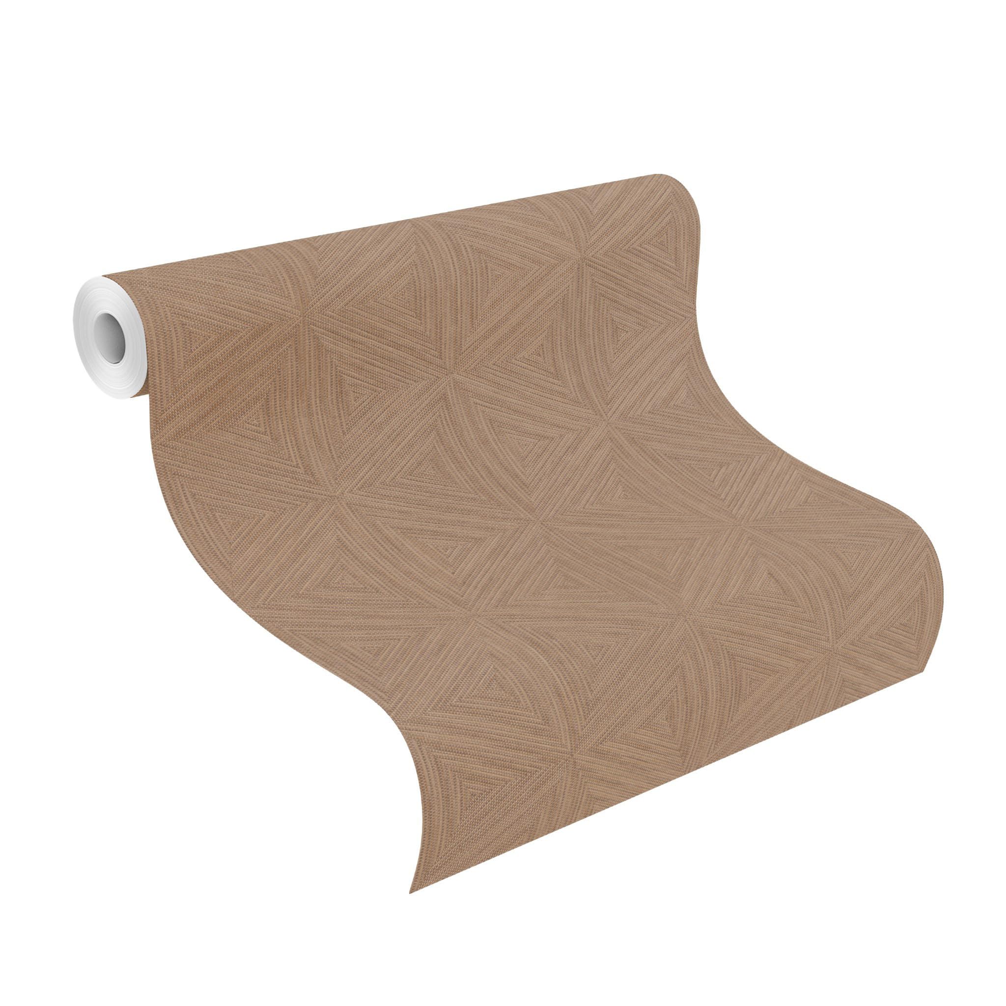 Rasch Back To Nature - Papel pintado de vinilo 3D geométrico en color marrón para un ambiente escandinavo, resistente y lavable, 10,05 m x 0,53 m