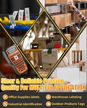 Label Maker Machine with-Tape, Heat Shrink Label Maker Waterproof-Labels, Wire Cable label Maker, E1000 Labeler Machine with-Tape 12mm Laminated Handheld Labeling Machine for Industrial Office
