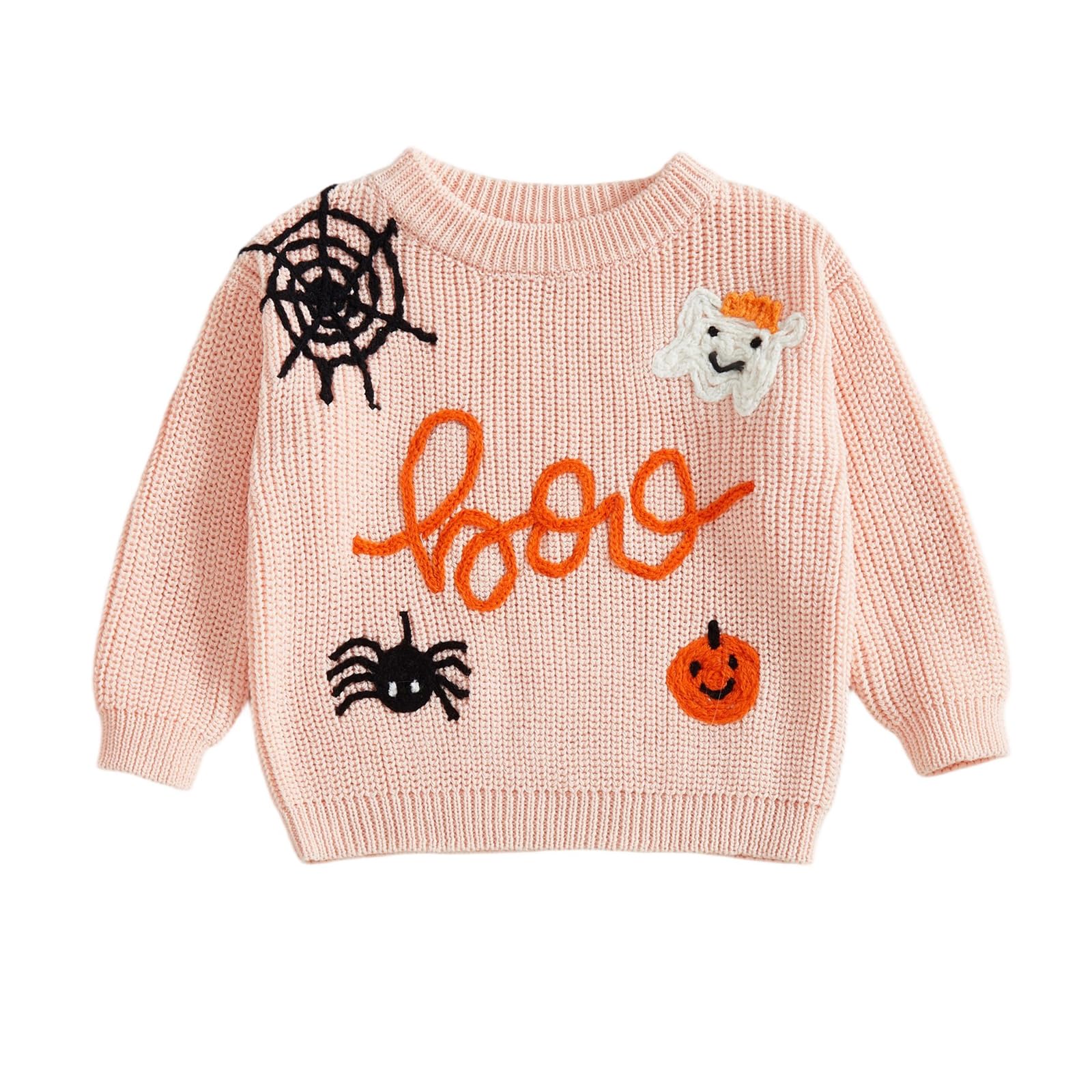 LSFYSZD Toddler Baby Girls Boys Halloween Pumpkin Sweaters Long Sleeve Crew Neck Winter Warm Knitwear Pullover Jumpers Top — view 256