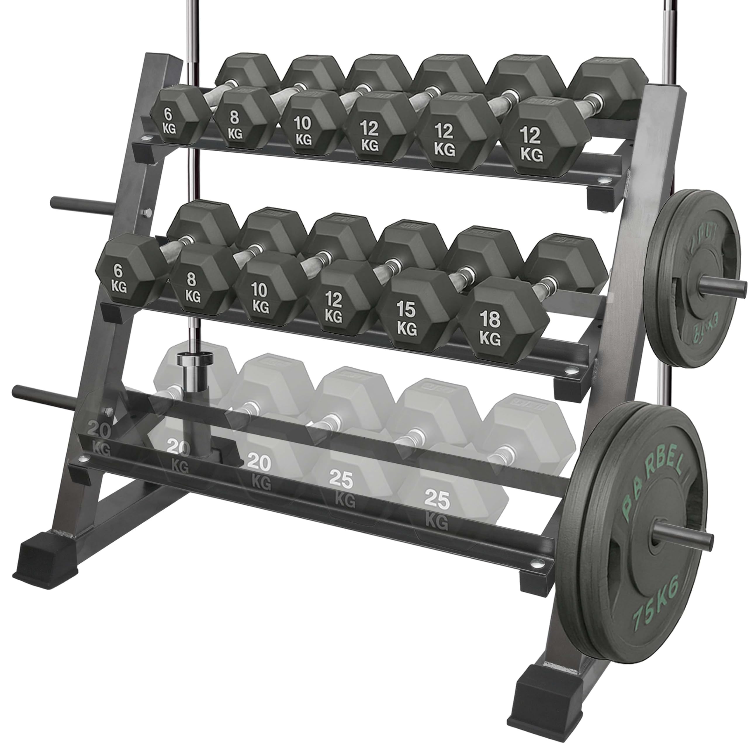 3 Tier Multifunctional Dumbbells Weights Barbells Rack 1100 lbs Weight Capacity Rack Only