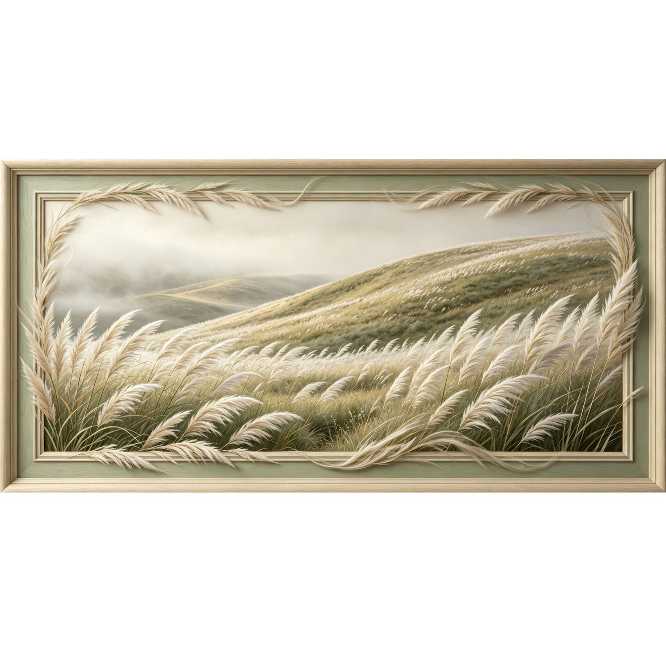 Agglomerix 3D Framed Wall Art Meadow Field Nature Landscape Botanical Relief Effect Large Size SelfAdhesive Removable Wall Decor Prints Artwork for Living Room Bedroom Office
