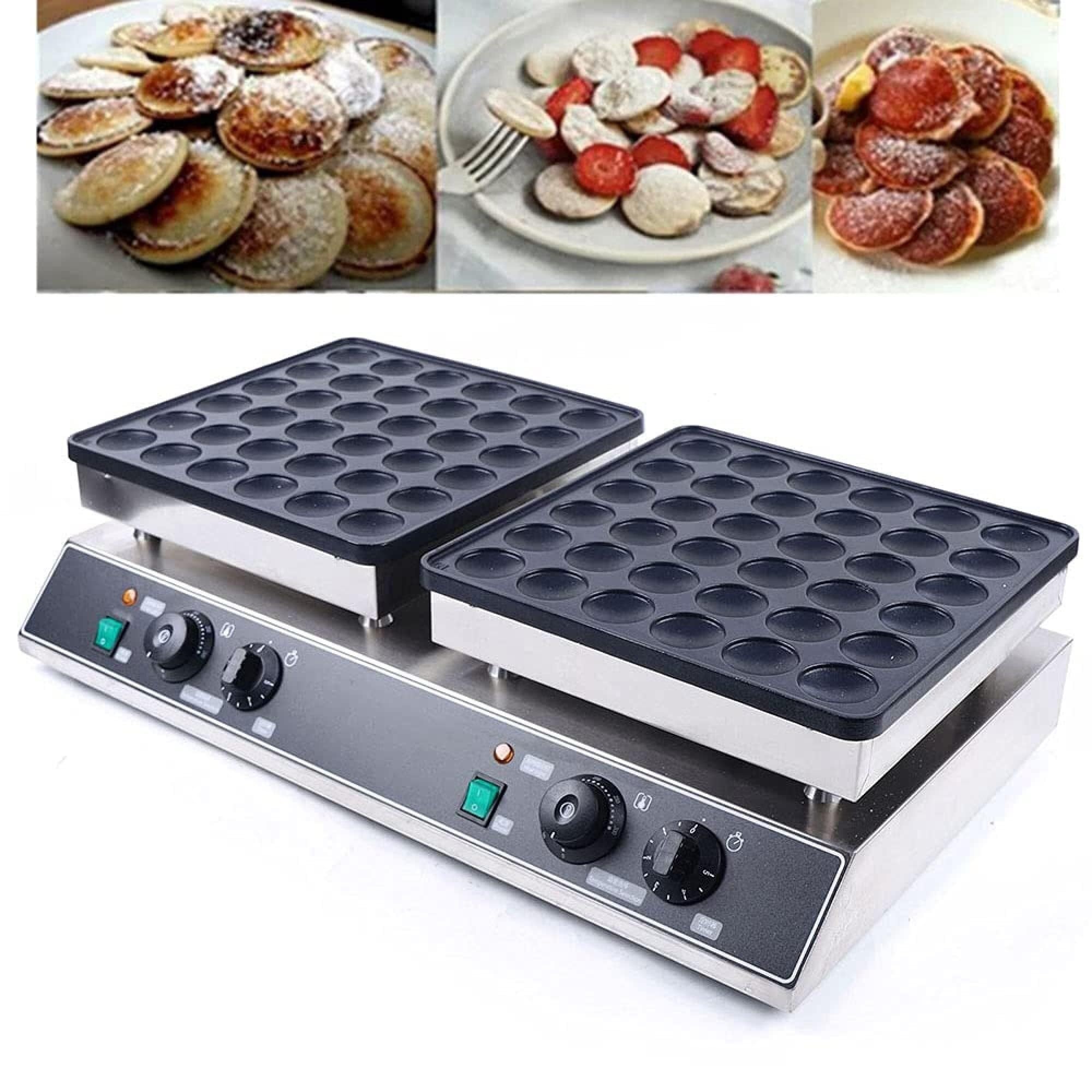 Piastra per Pancake Olandesi a 72 Fori, Piastra Commerciale Antiaderente per Waffle e Ciambelle, Piastra elettrica per Pancake per ristoranti, Bar e Negozi.,