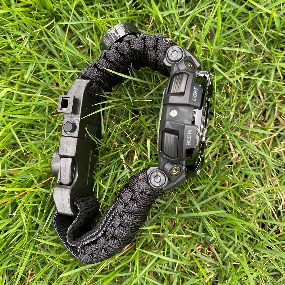 50m wasserdichte Militäruhr Herren Outdoor Sportuhr LED Digital Armbanduhr Kompass Thermometer Quarzuhr mit Schlüsselanhänger