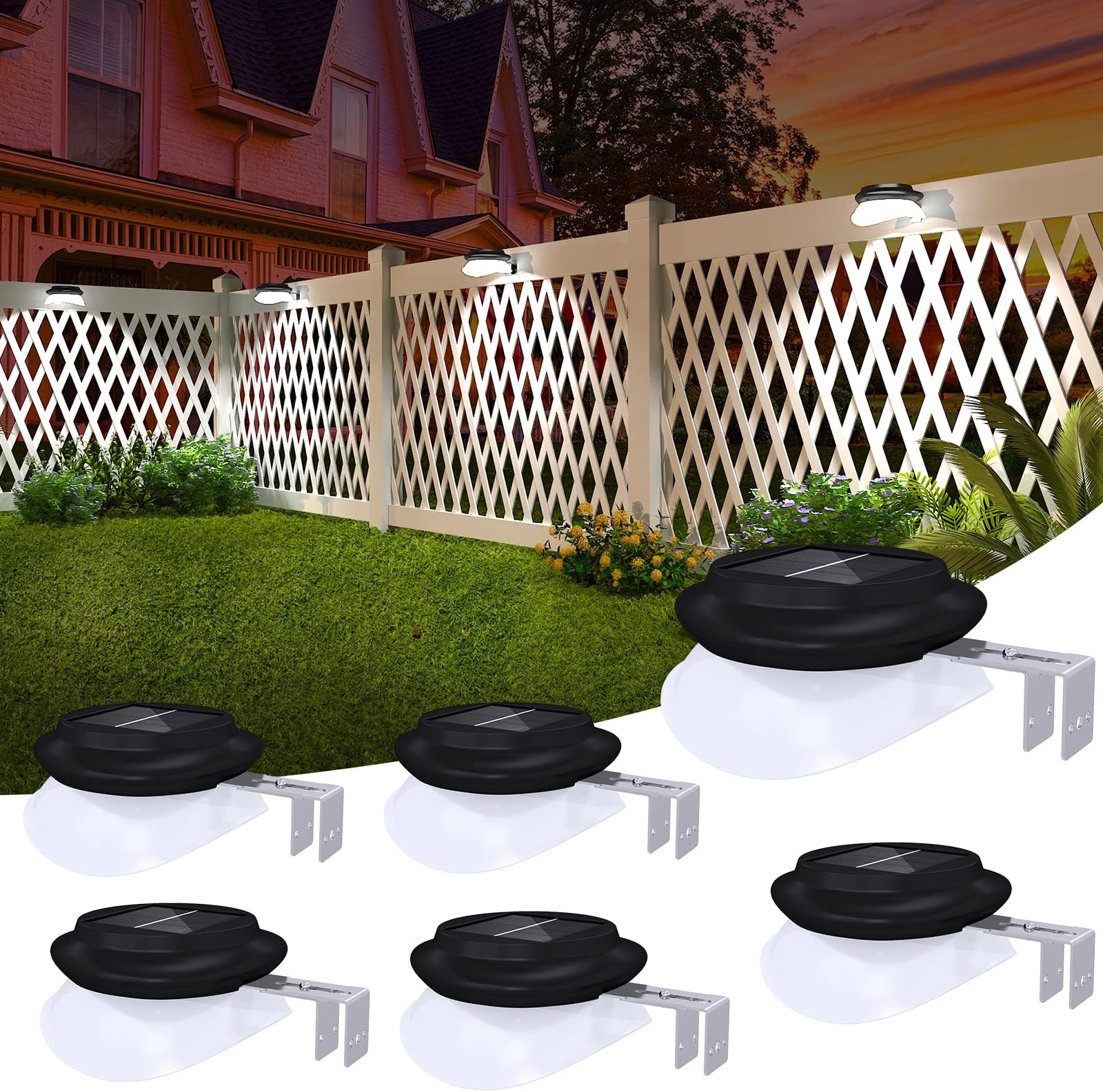 12 Pieces Solar Gutter Solar Lights Outdoor 9 LED Waterproof Gutter
