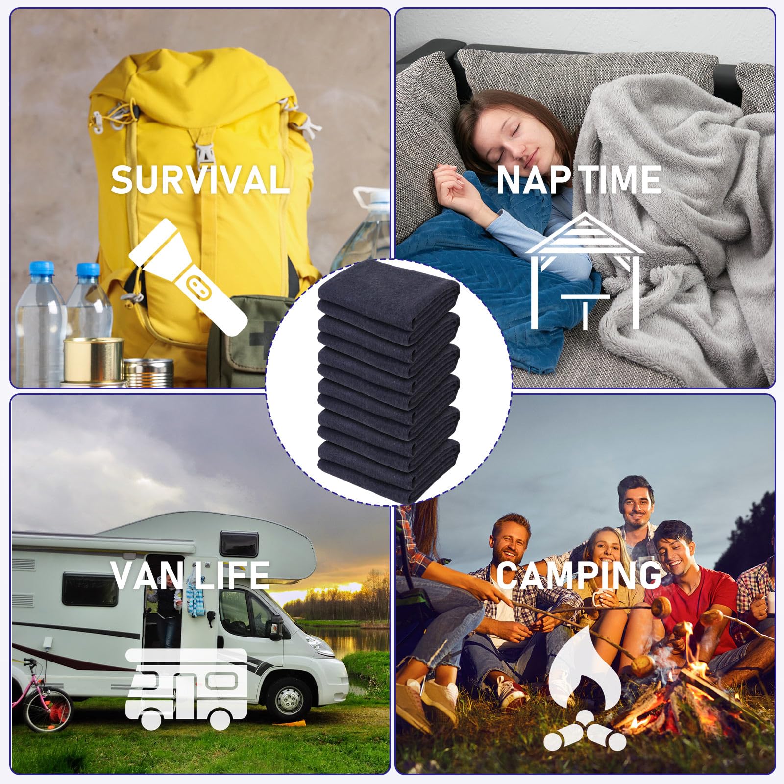 Fire Retardant Emergency Blankets - 6 Pack -6 Fire Retardant Emergency Blankets - 6 Pack -6