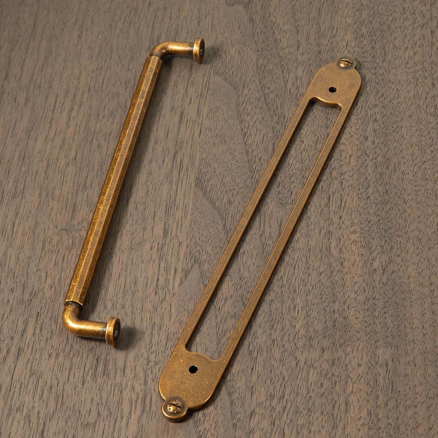 Goo-Ki 2 Pack Cabinet Pulls Handles with Back Plate Spacer, 7-1/2 Inch Hole Center Antique Brass Zinc Alloy Kitchen Hardware for Bar Drawer,9630GT-192-G025-2
