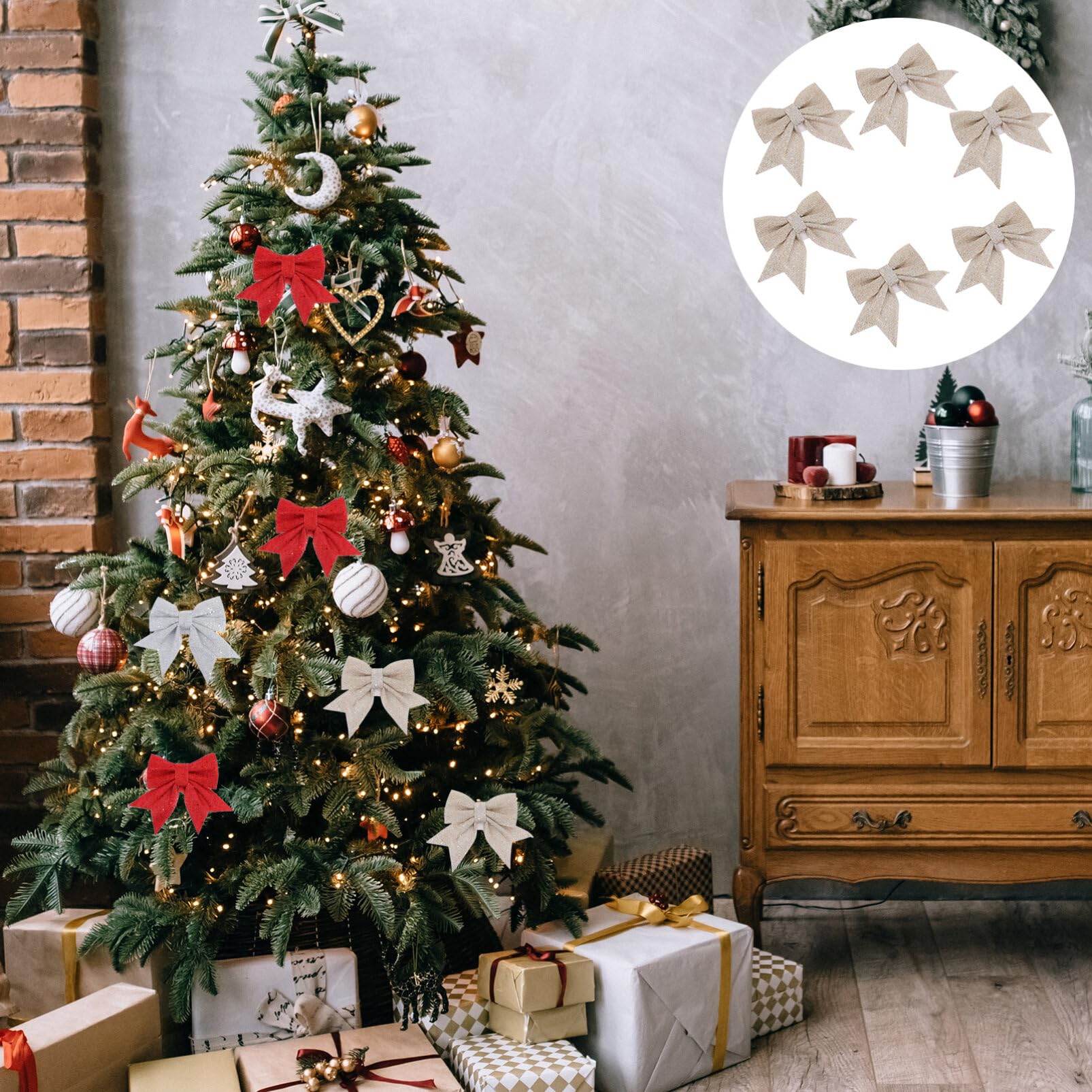 Kichvoe Regalo 6 Piezas De Decoraciones De Lazo De Navidad De Navidad Lazos Pequeño Árbol De Navidad Lazo De Lentejuelas Lazos Decorativos De Navidad Adornos para El Hogar Regalos De