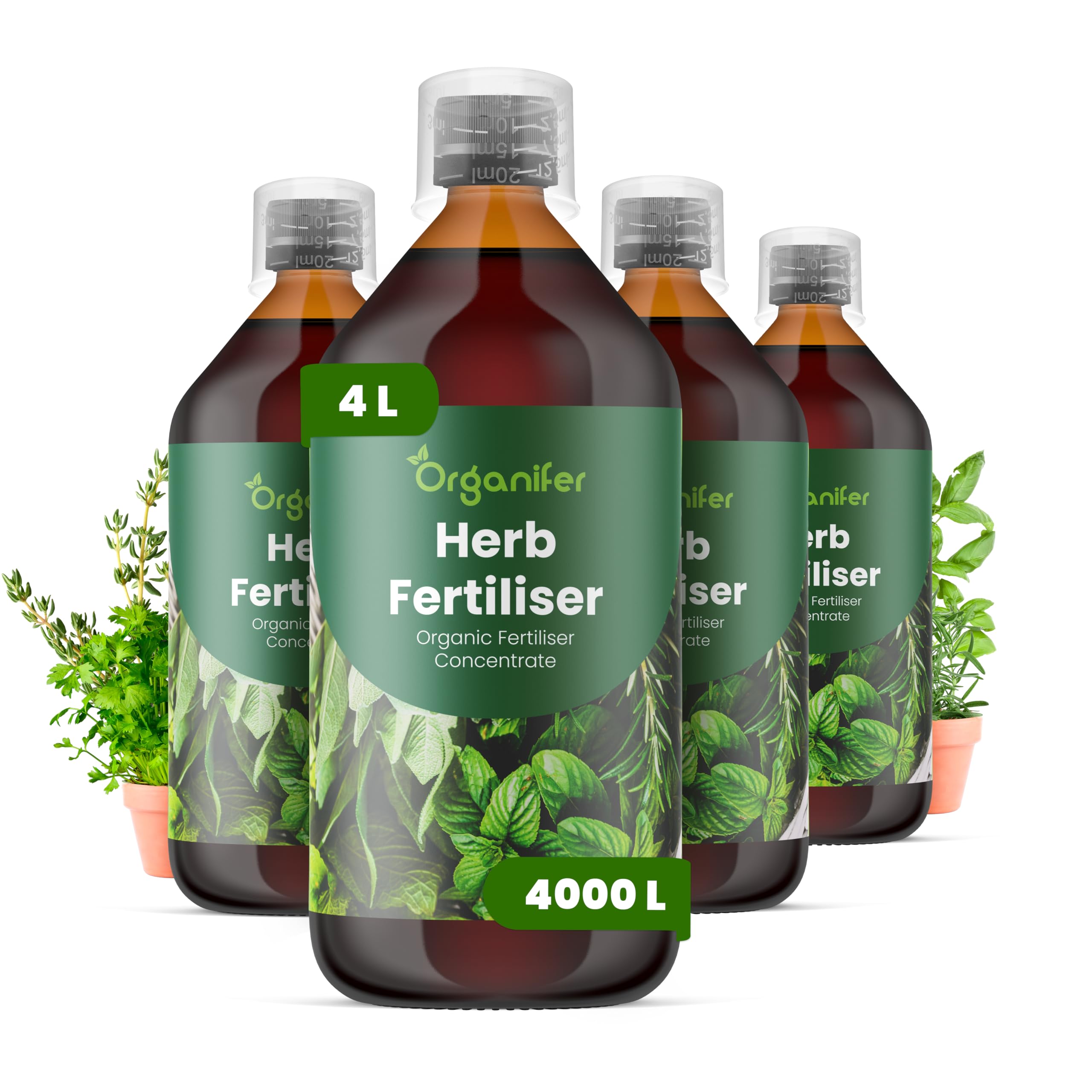 Fertilizzante Liquido - 4x1L - Per Erbe - NPK 3-4-3