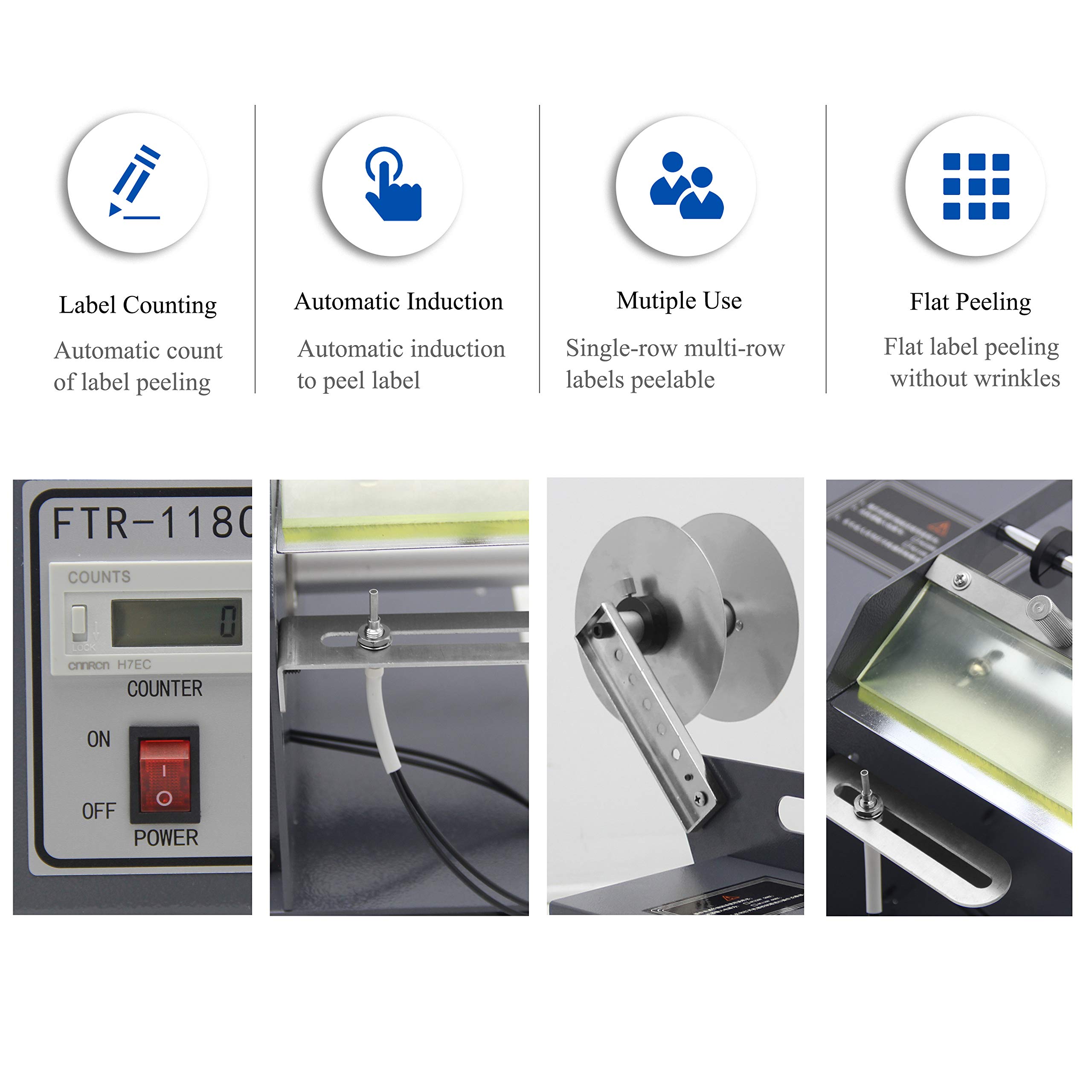 CGOLDENWall Dispenser Sutomatico di Etichette per Contatore di Etichette Macchina per Separare Etichette di Diverse Dimensioni 120mm Width Optical Fiber Induction