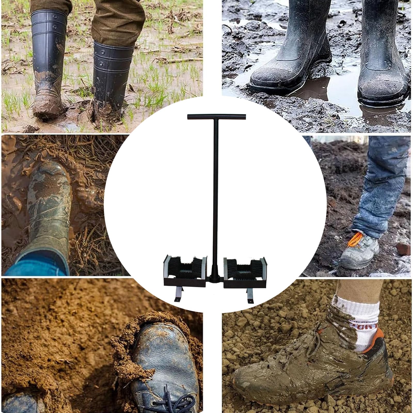 Herramienta Limpiadora De Barro Para Botas, Cepillo De Limpieza De Zapatos De Golf Con Soporte Y Mango, Limpieza Rápida De 360°, No Requiere Agacharse Ni Quitarse Los Zapatos, Acero Inoxidable,