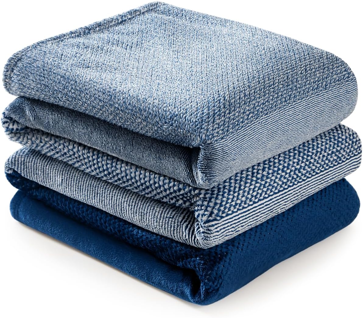 Blue Ombre Fleece Throw Blanket for Couch King Size, Soft Cozy Flannel