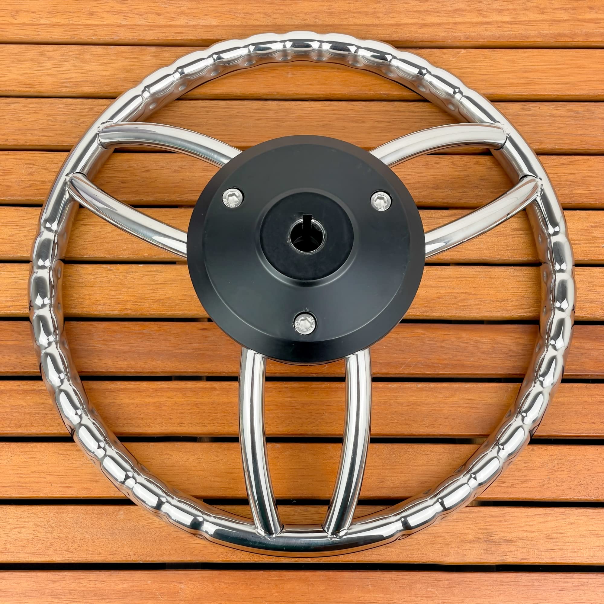 GATE14® Volante per Barca o Gommone a 6 Razze ad Ogiva 'Asinara' in Acciaio Inox Ø 35 cm