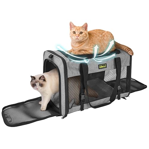 Pet Carrier 20'x13'x13', Foldable Soft Travel Bag for Cats & Dogs