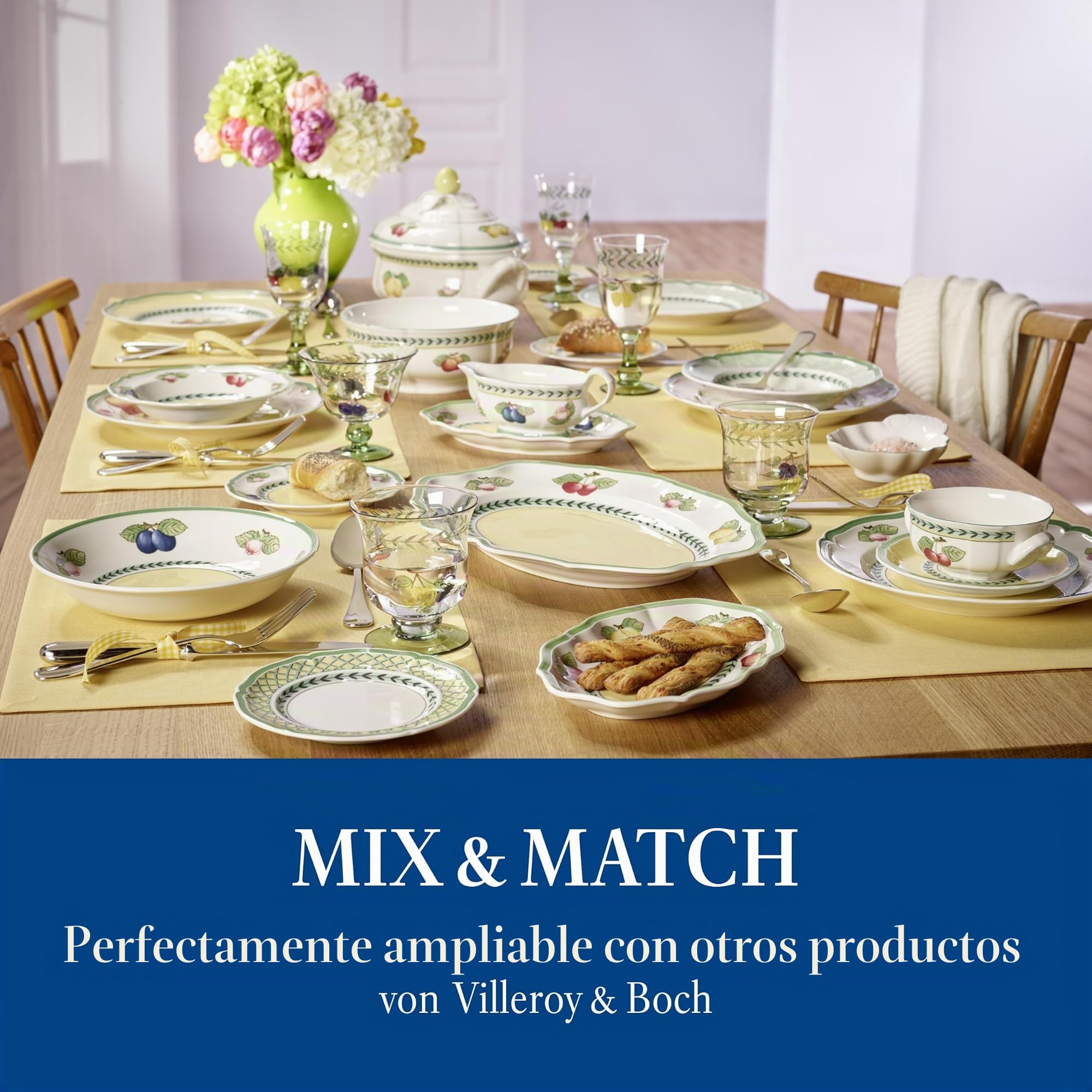 Villeroy & Boch French Garden Fleurence Taza, 350 ml, Altura 7,3 cm, Porcelana Premium, Blanco/Colorido