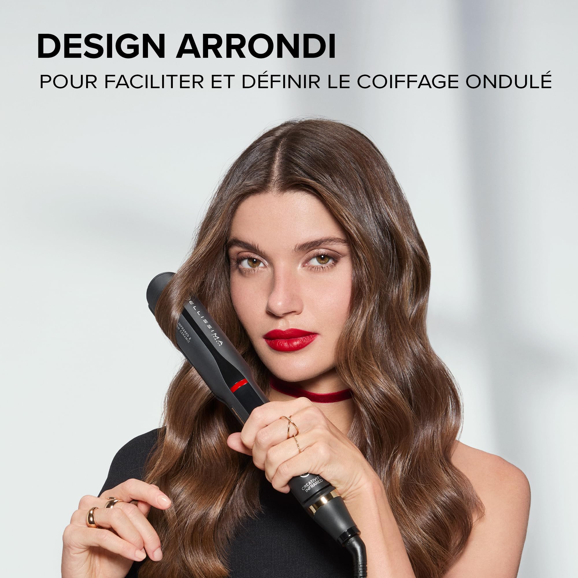 Belissima Fer à Lisser à Infrarouge Creativity Infrared - Pour Ondulation Cheveux et Lissage - Revêtement en Céramique et Kératine - Coiffure, Cheveux Ondulés - Prêt à l'Emploi en Quelques Secondes