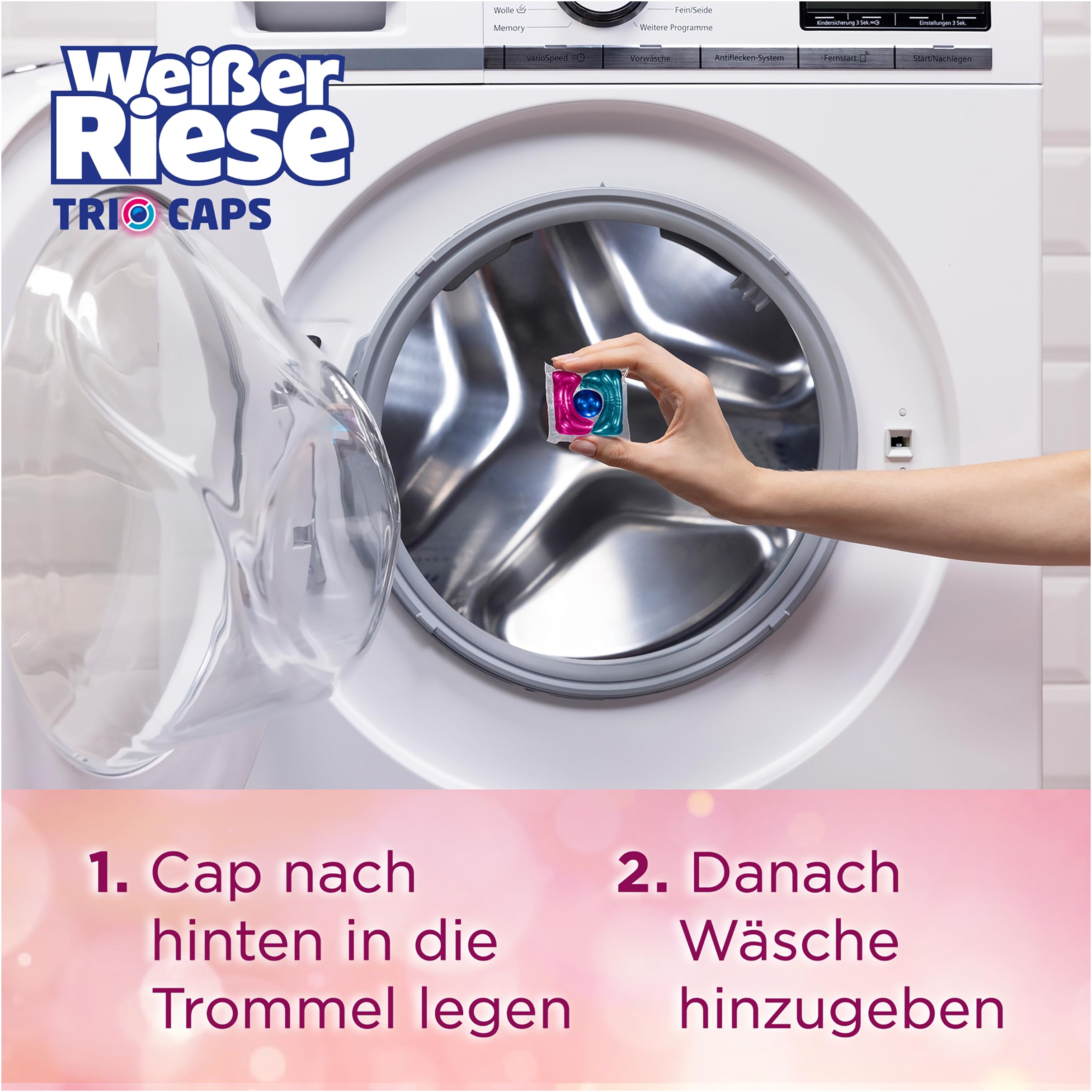 Weißer Riese Color Trio-Caps Aromatherapie Orchidee (120 Waschladungen), Color Waschmittel mit Good Mood-Duft für ein riesig langes Dufterlebnis und strahlend saubere Wäsche, 100% recycelbar