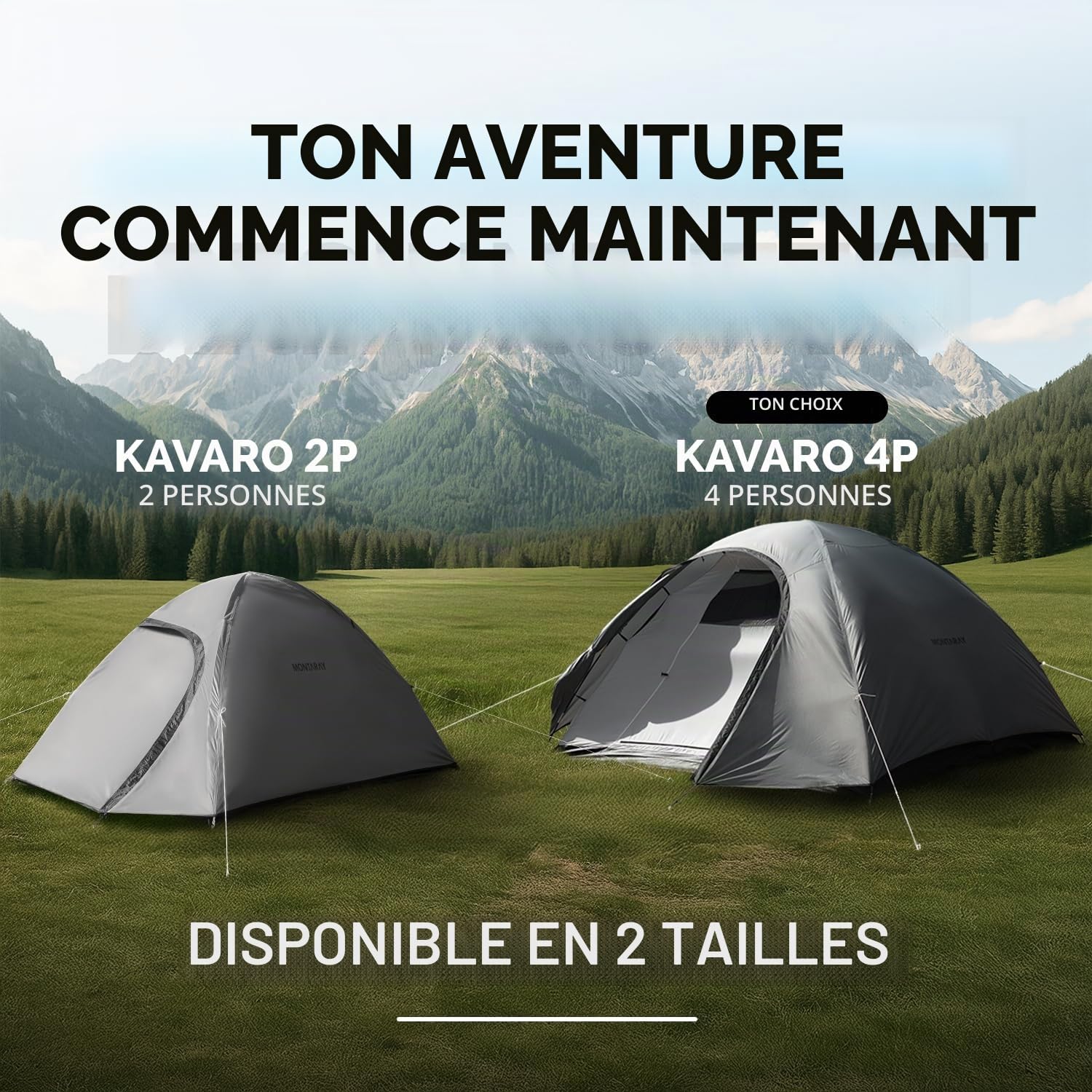Tente de camping pour 2 et 4 personnes, double paroi avec protection anti-moustiques, montage rapide, imperméable, coupe-vent et respirante, légère, pliable avec sac de transport, idéale pour