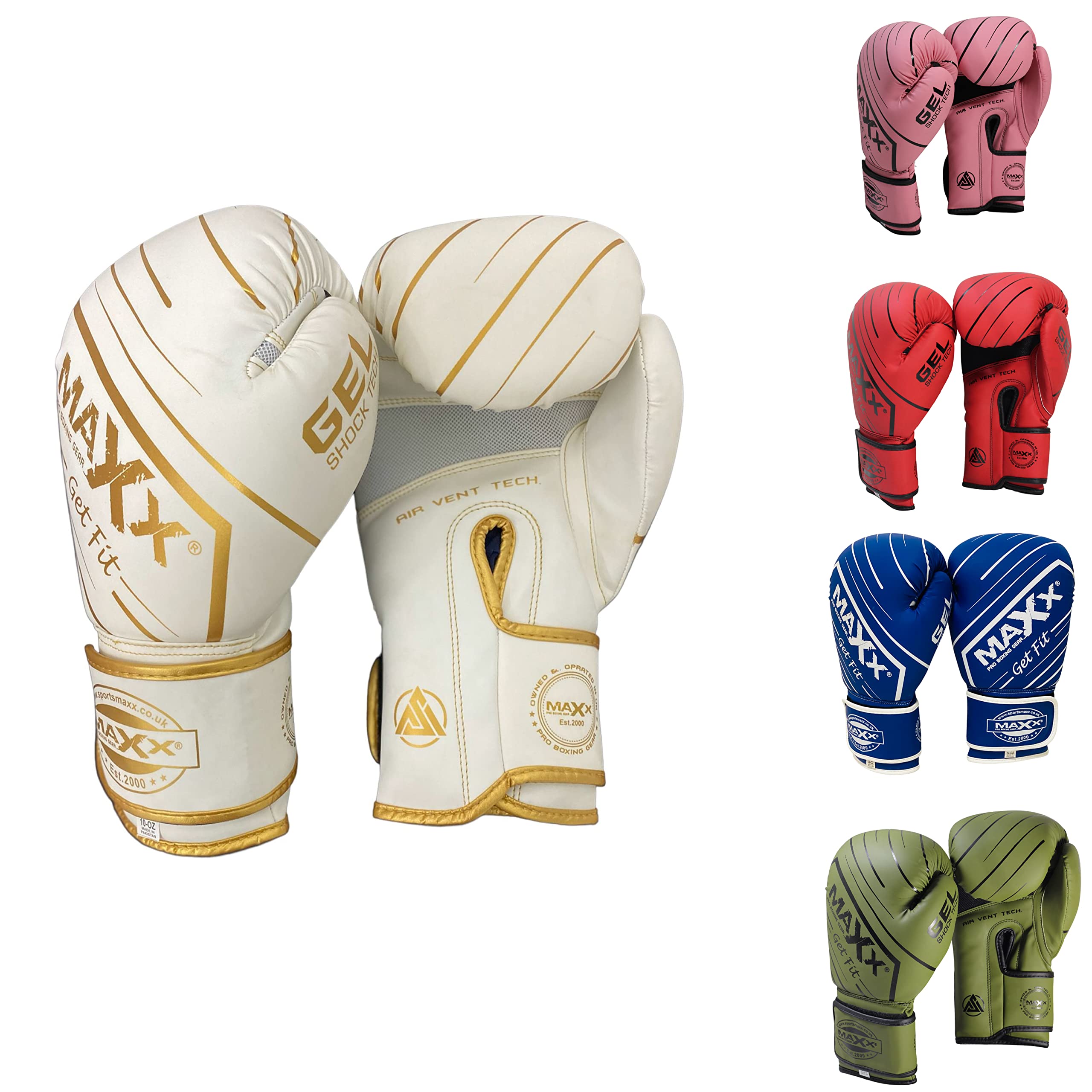 MAXX New Boxing Gloves MMA Training Fight Sparring Boxing Glove Adjustable Strap Best for Boxing Mma Training Equipment, Punching, Sparring Pads Mitts for Muay Thai, 4-16 Oz (White Gold, 16 OZ)