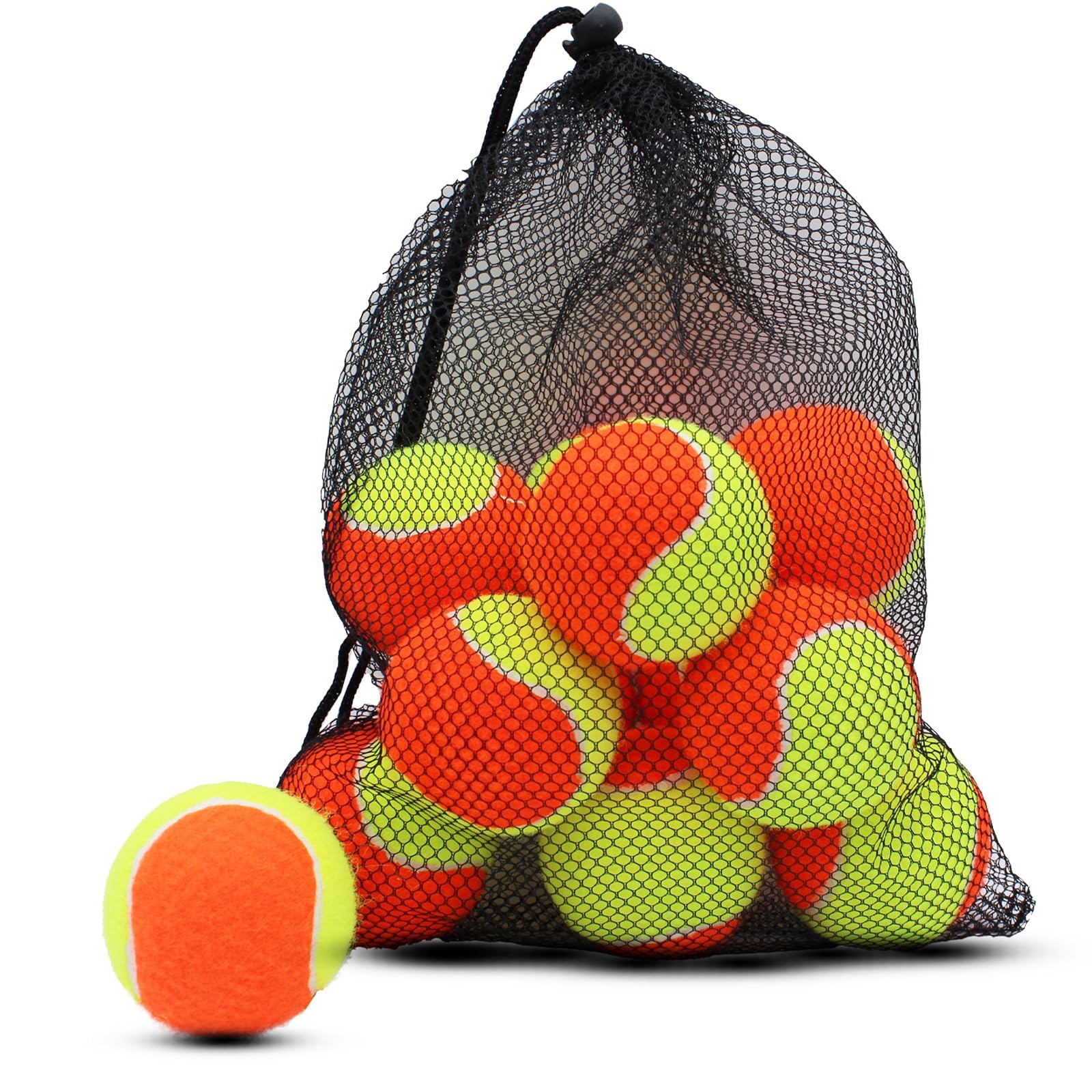 Tennisbälle mit geringer Kompression, Bühnentrainingsbälle für Anfänger und Kinder, mit Netztasche für einfachen Transport, perfekt zum Üben