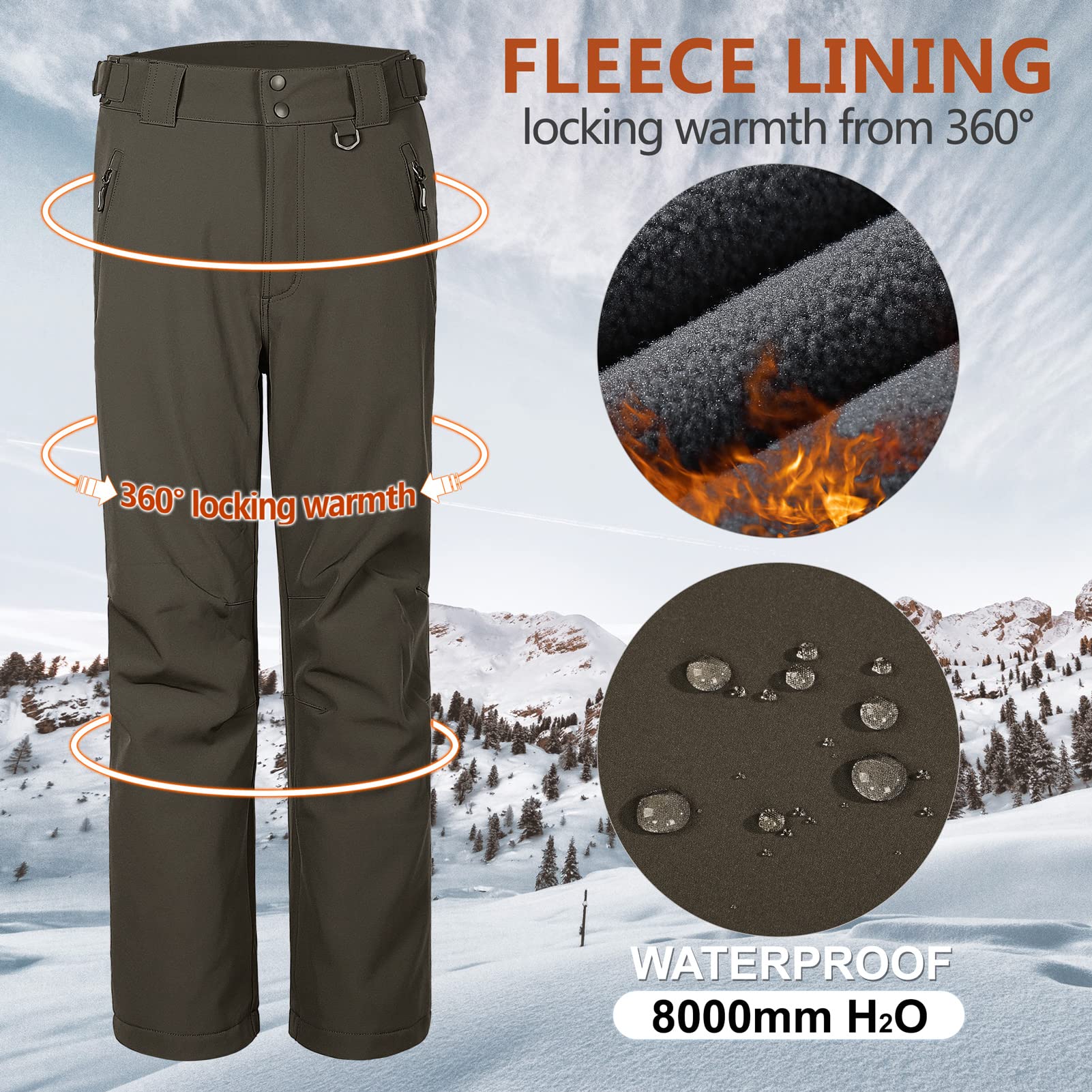Snapklik.com : Mens Lite Waterproof Windproof Fleece Lined Warm Hiking ...