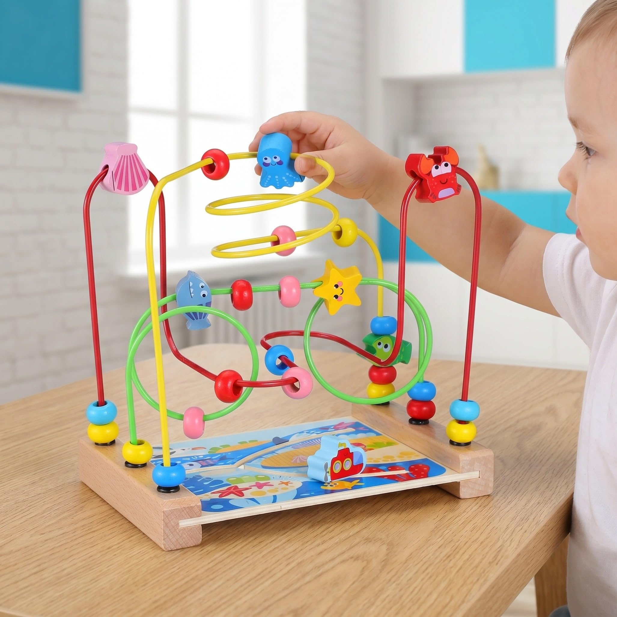 VANZACK Labirinto per Perline Bead Maze Roller in Legno 1 Pezzo | Giocattolo Educativo Precoce, Decorazioni Scuola, Compleanno e Festività