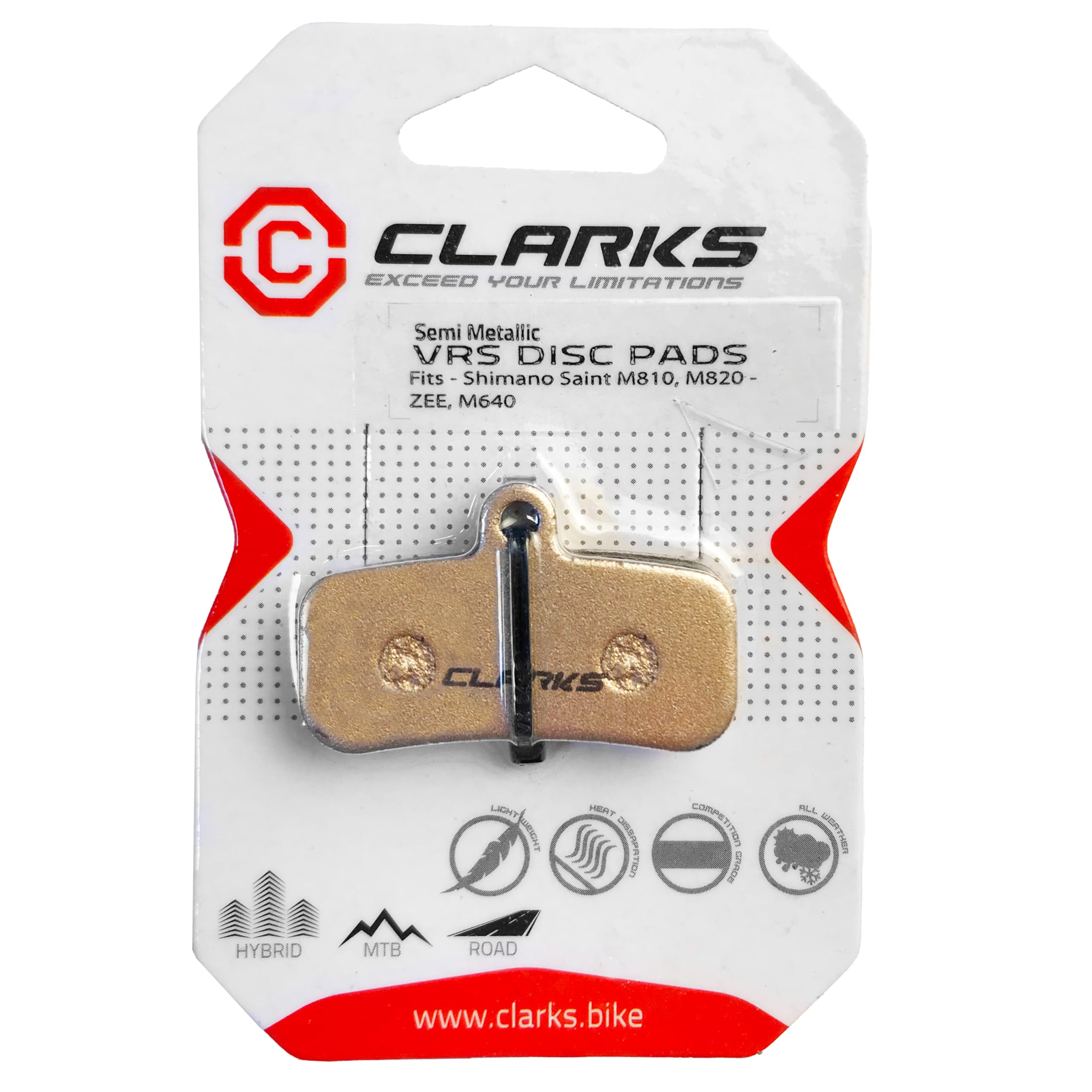 Clarks Cycle Systems Disc Brake Pads, Compatible with Clarks M4 & Shimano XTR, Deore XT, SLX, Saint, Zee, Semi-Metallic Pad Compound