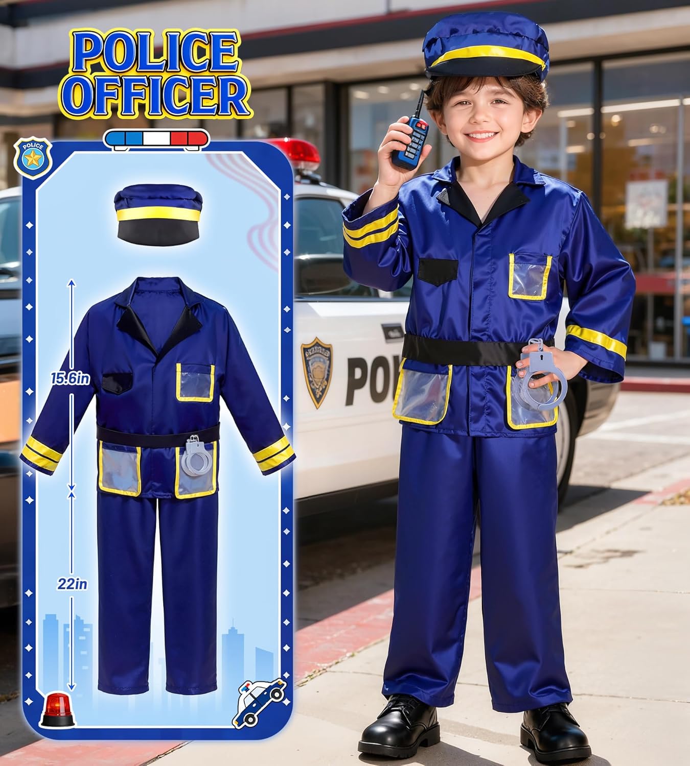 DISHIO Dress Up Clothes for Kids Pretend Role Play Costumes Trunk Toddlers Dress Up Costumes with Fireman Police Doctor Chef Kids Costume Dress Up for Boys Girls Birthday Party Age 3 to 6 - Image 3