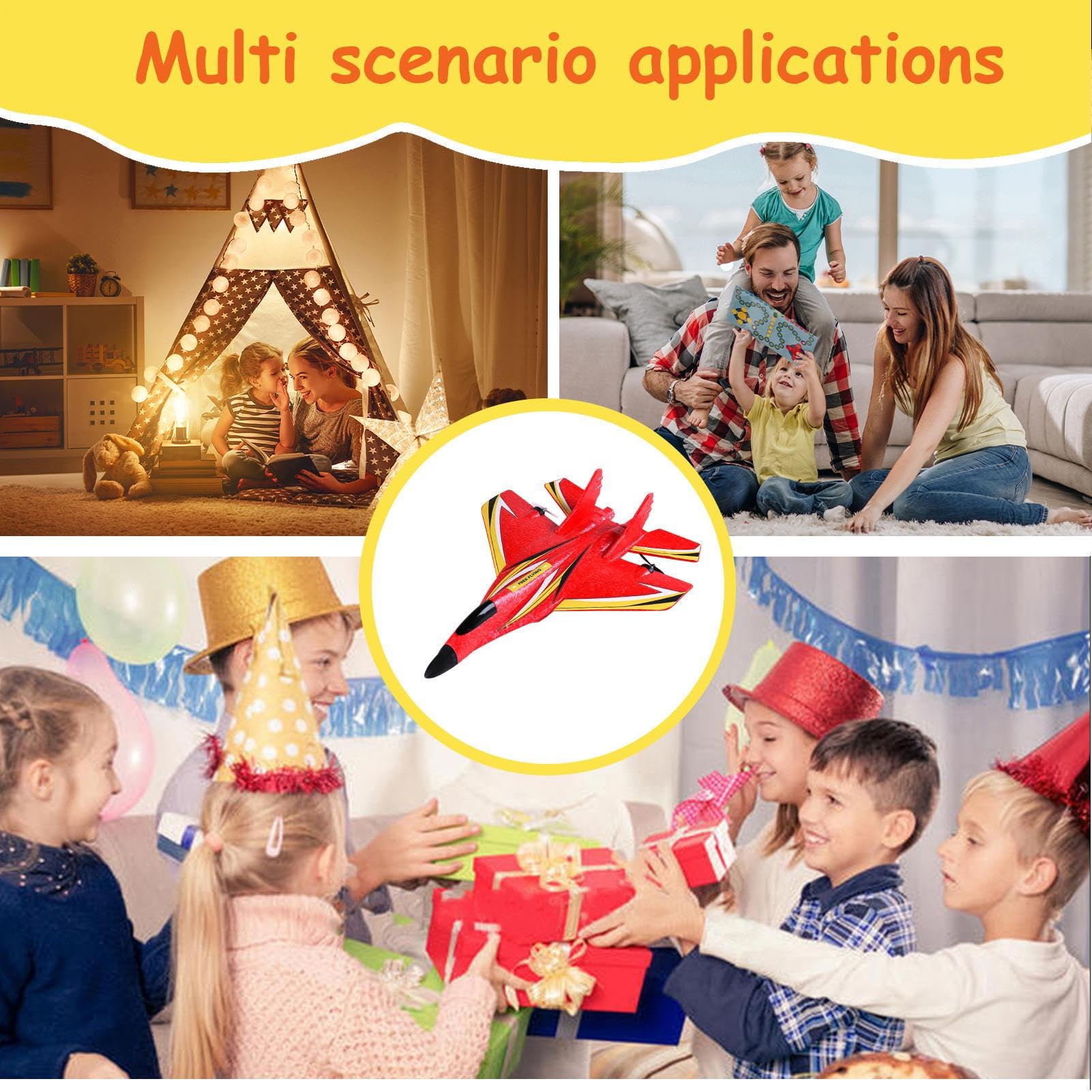 Genérico Avión RC - Kit de avión de Control Remoto con luz LED | Impermeable de 2,4 GHz, Caza acrobático de Doble Motor | Educativo al Aire Libre para niños y Adultos
